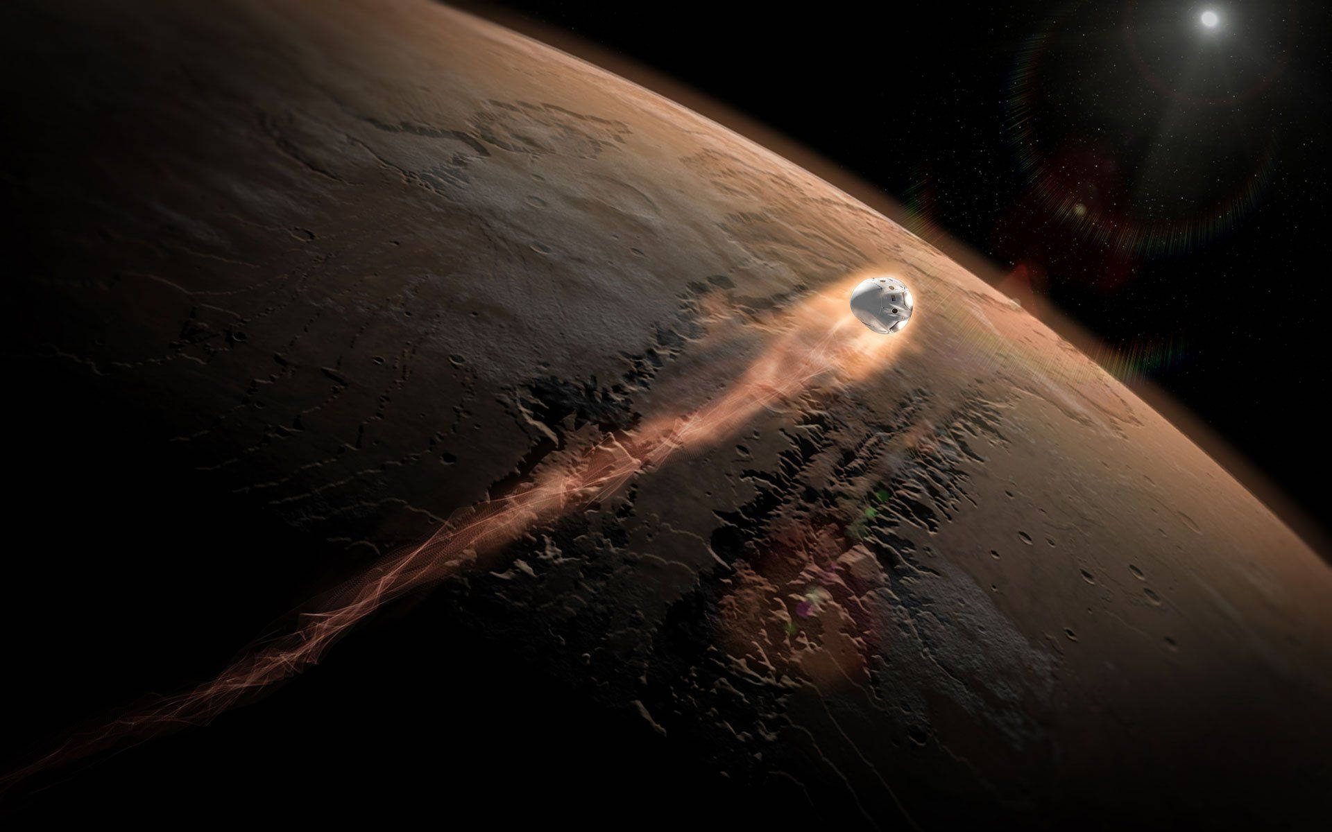 Spacecraft Enters Mars' Atmosphere Wallpaper