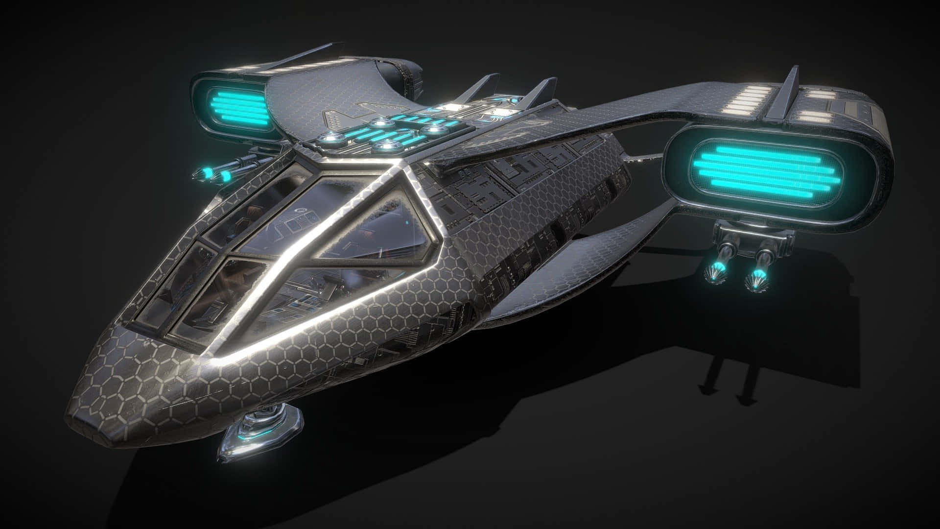 Futuristic private spaceship in deep space