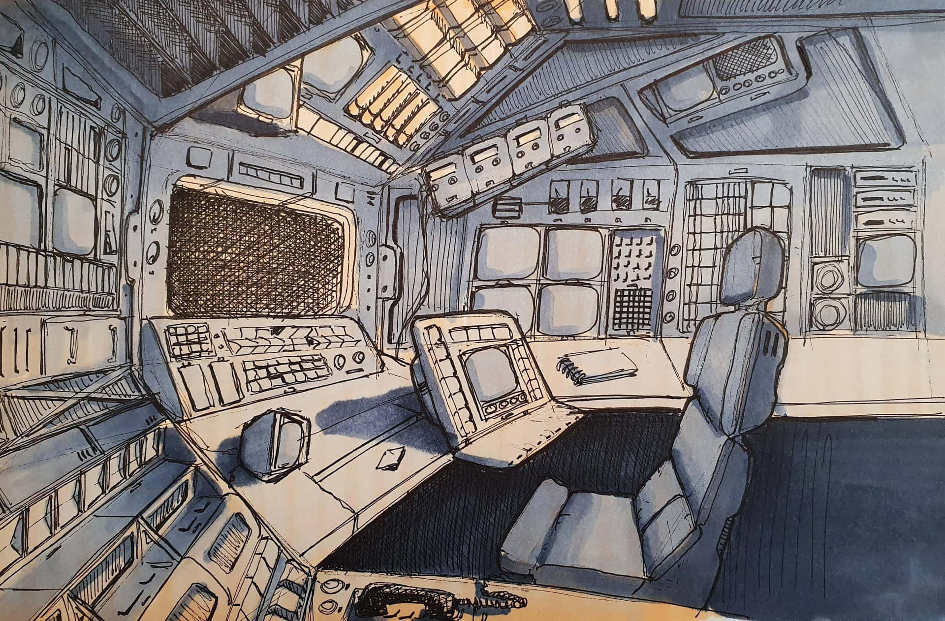 Umdesenho Do Interior De Uma Estação Espacial