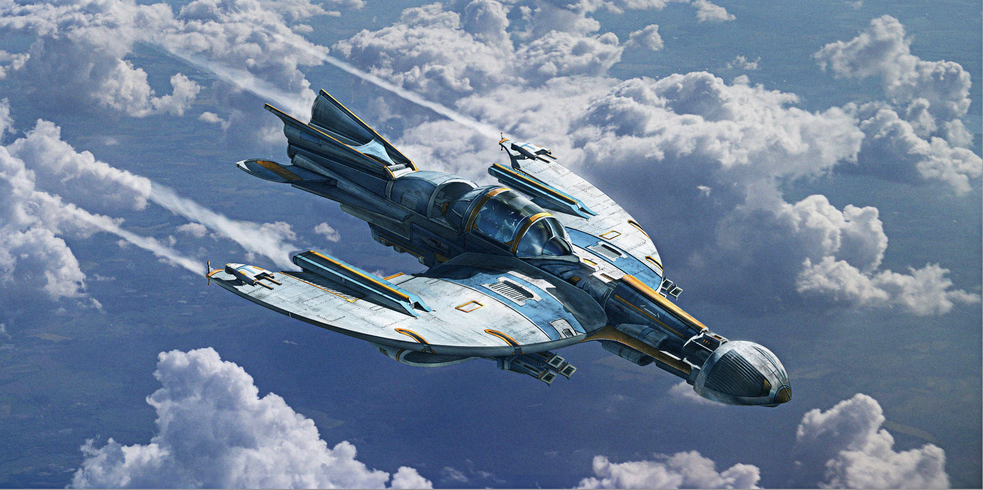 Spaceship In The Sky Wallpaper