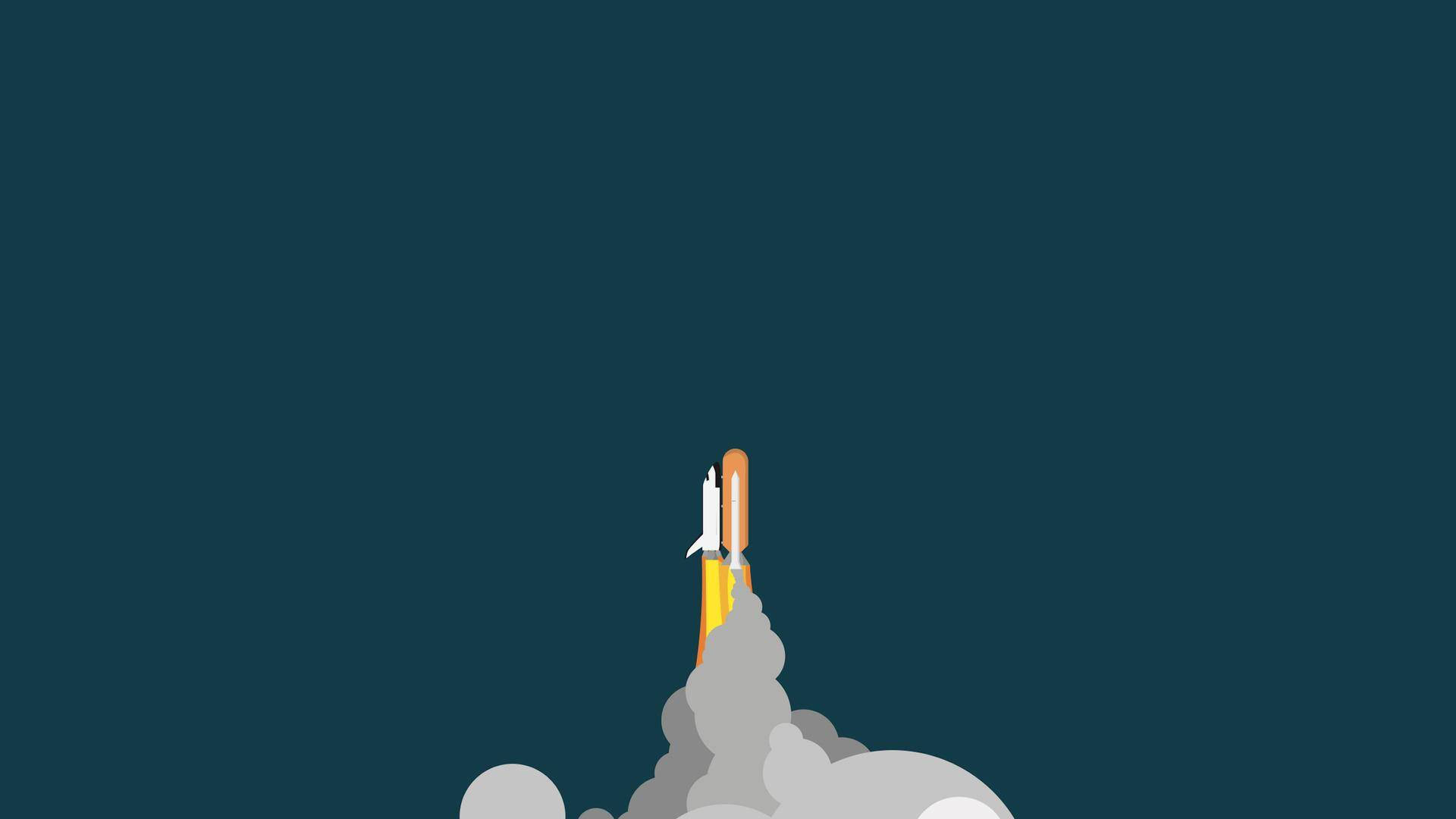 Spaceship Launch Minimalist Ipad Wallpaper