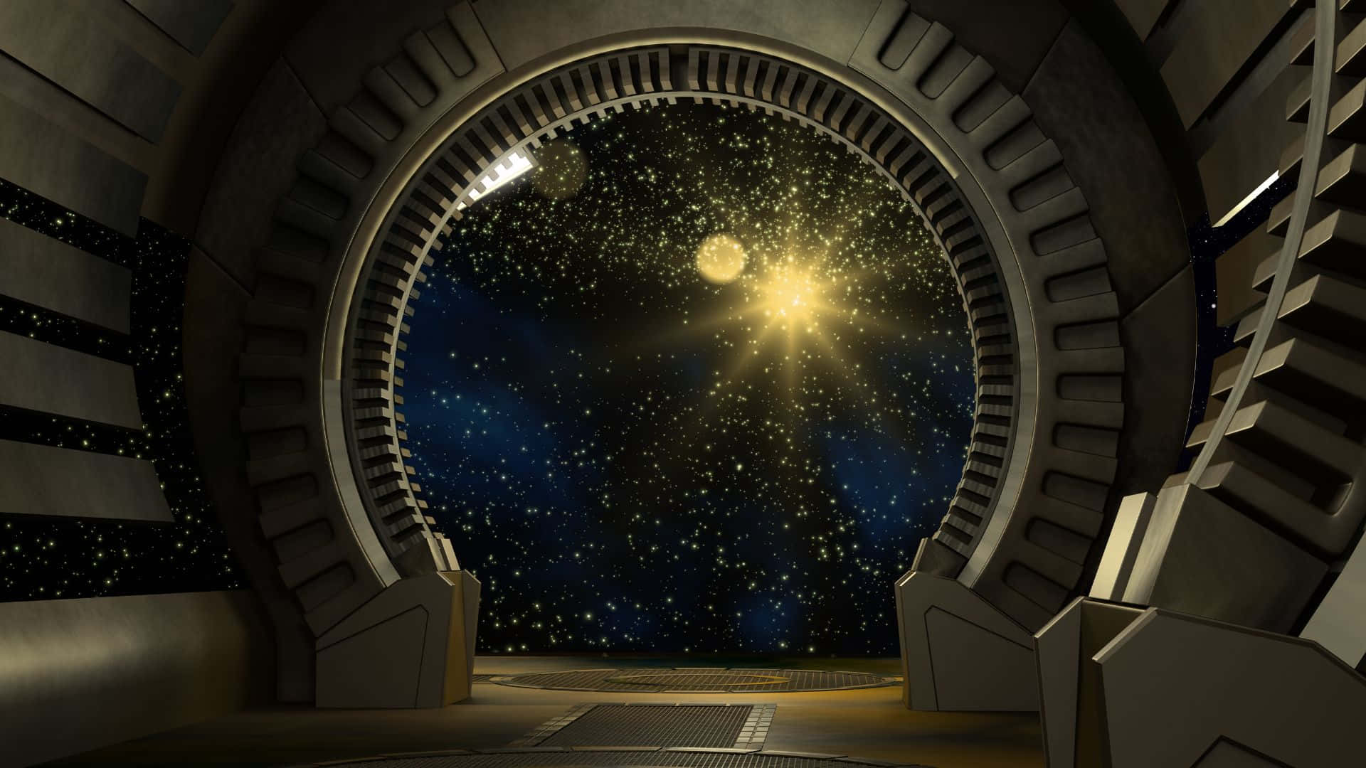 Spaceship Viewport Starry Space Wallpaper