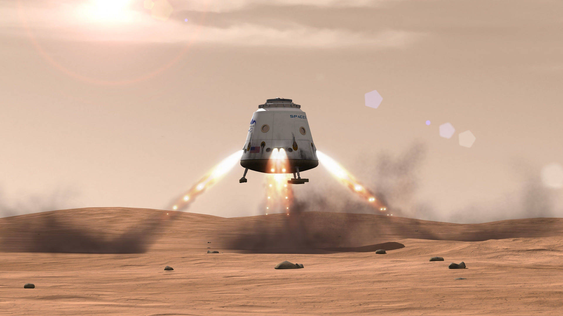 SpaceX Red Dragon 3D Wallpaper