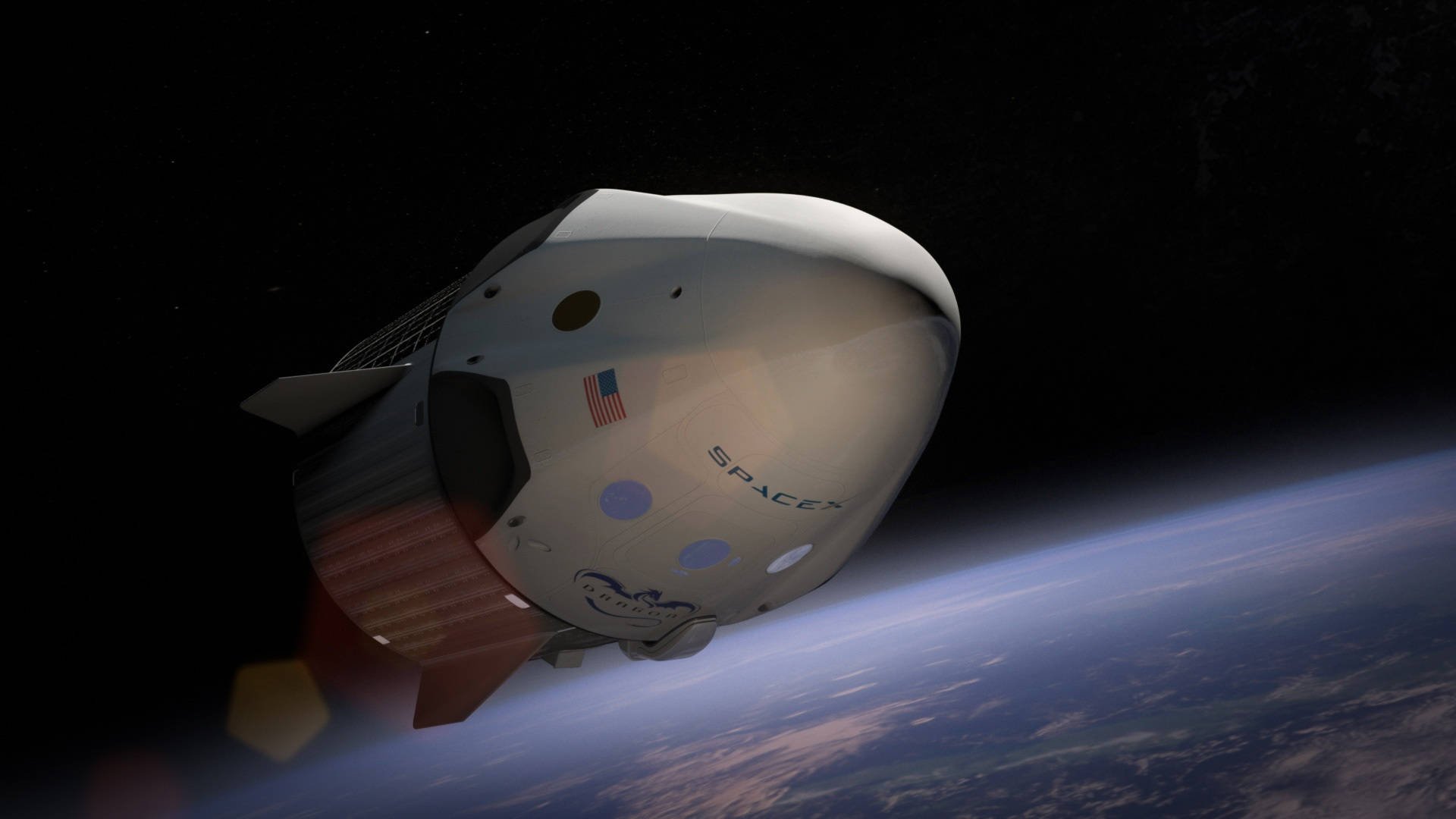 Spacexstarship In Fiamme Attraverso Il Cielo. Sfondo
