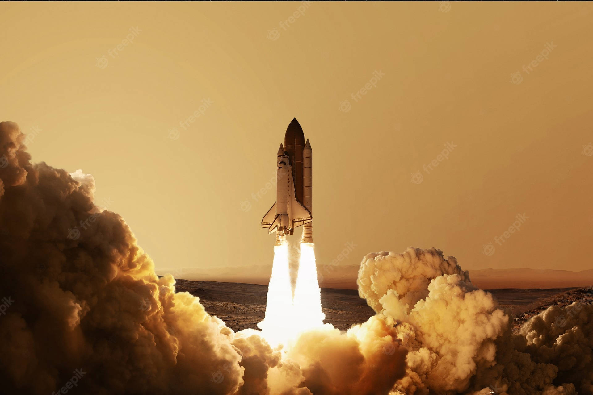 Immaginedel Prototipo Del Spacex Starship Lascia La Piattaforma Di Lancio. Sfondo