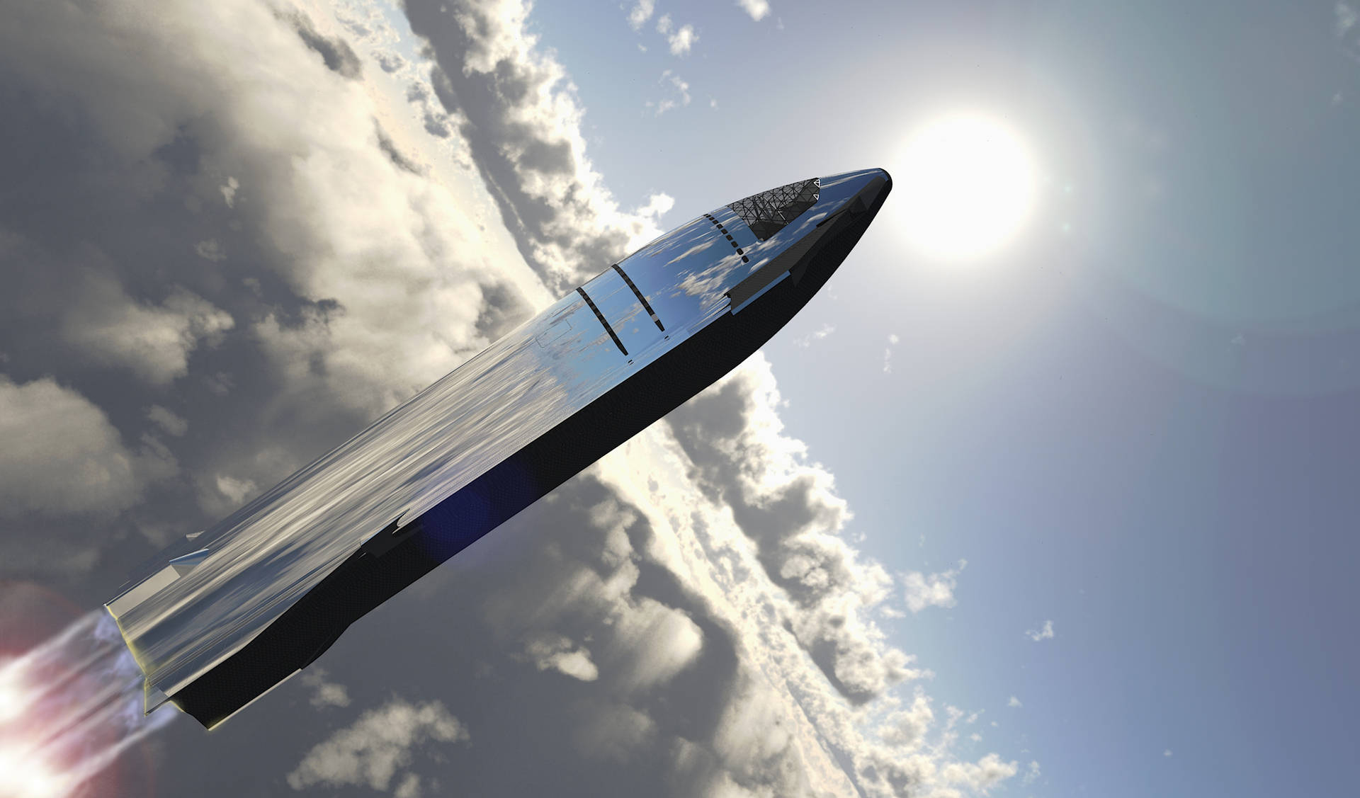 Spacexgrande Falcon Hopper Starship Sfondo