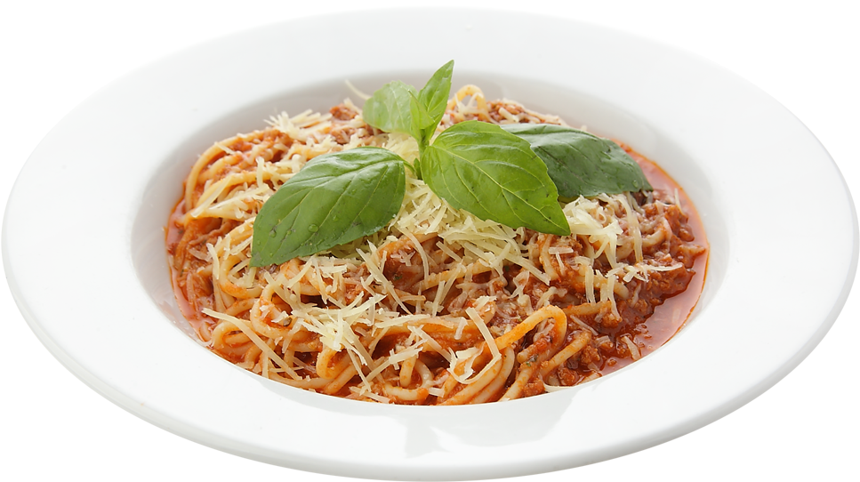 Spaghetti Bolognesewith Basil Garnish PNG