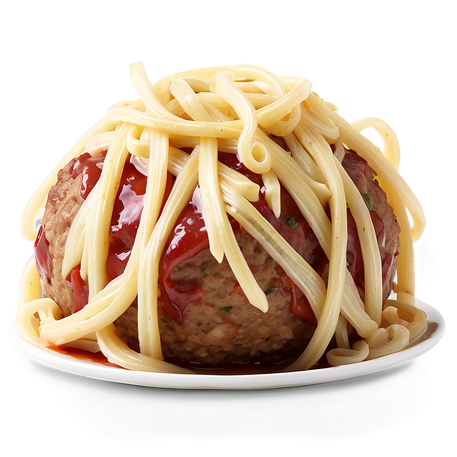 Spaghetti Covered Meatball Dish PNG