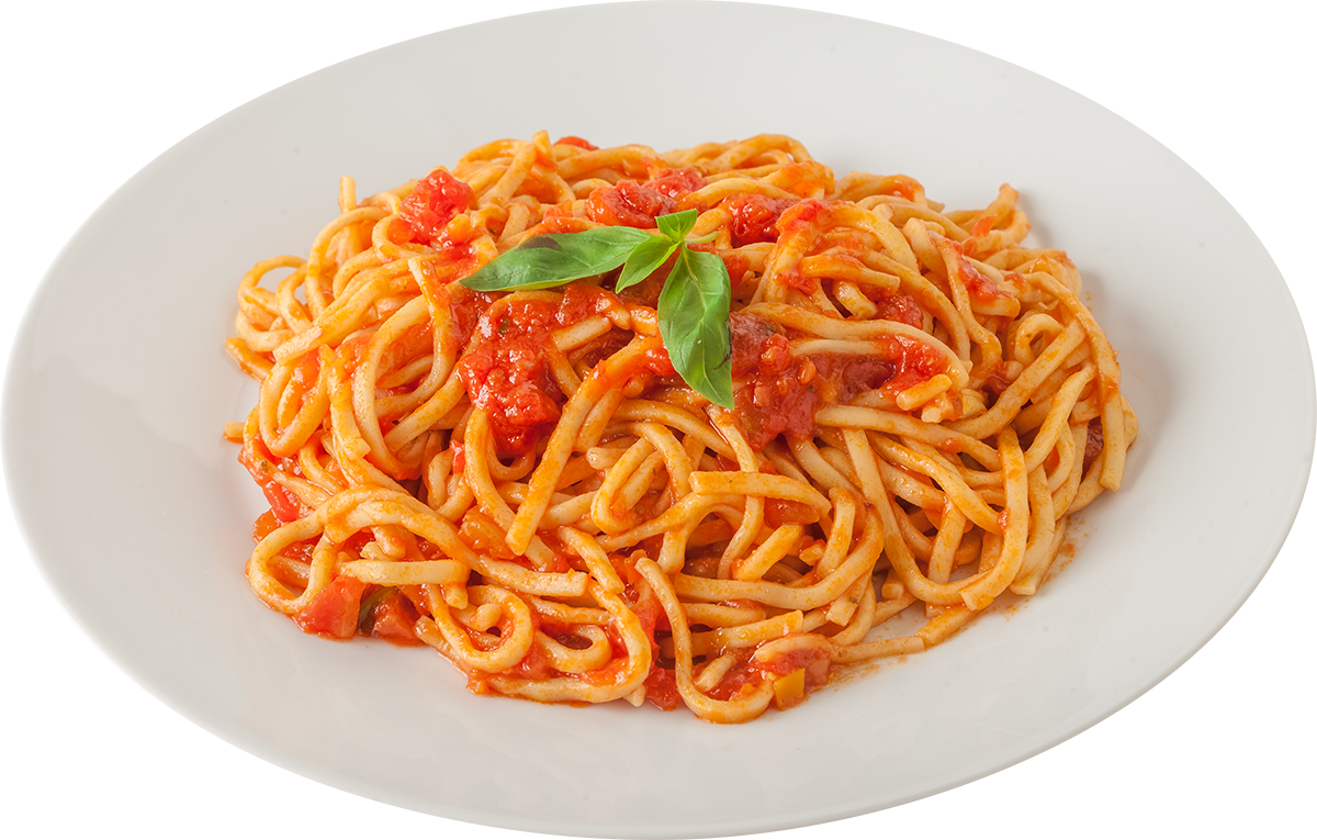 Spaghetti Marinara Fresh Basil Plate PNG