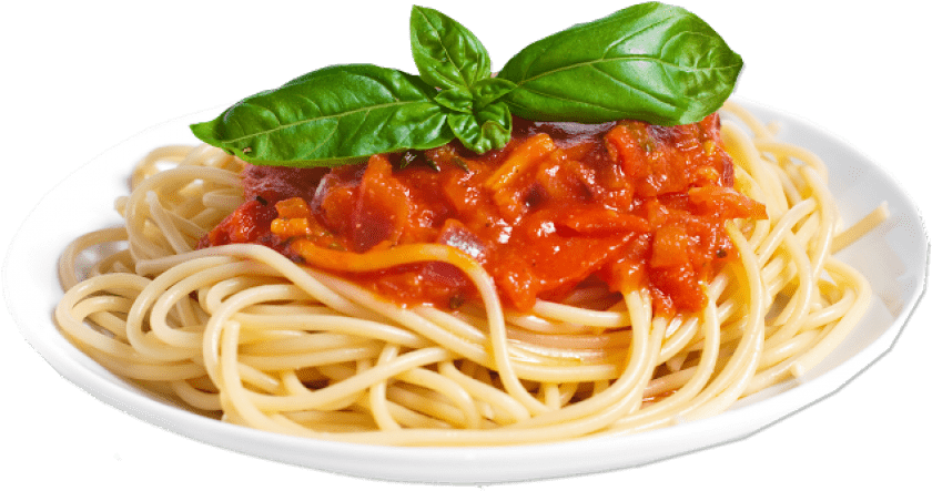 Spaghettiwith Tomato Sauceand Basil PNG