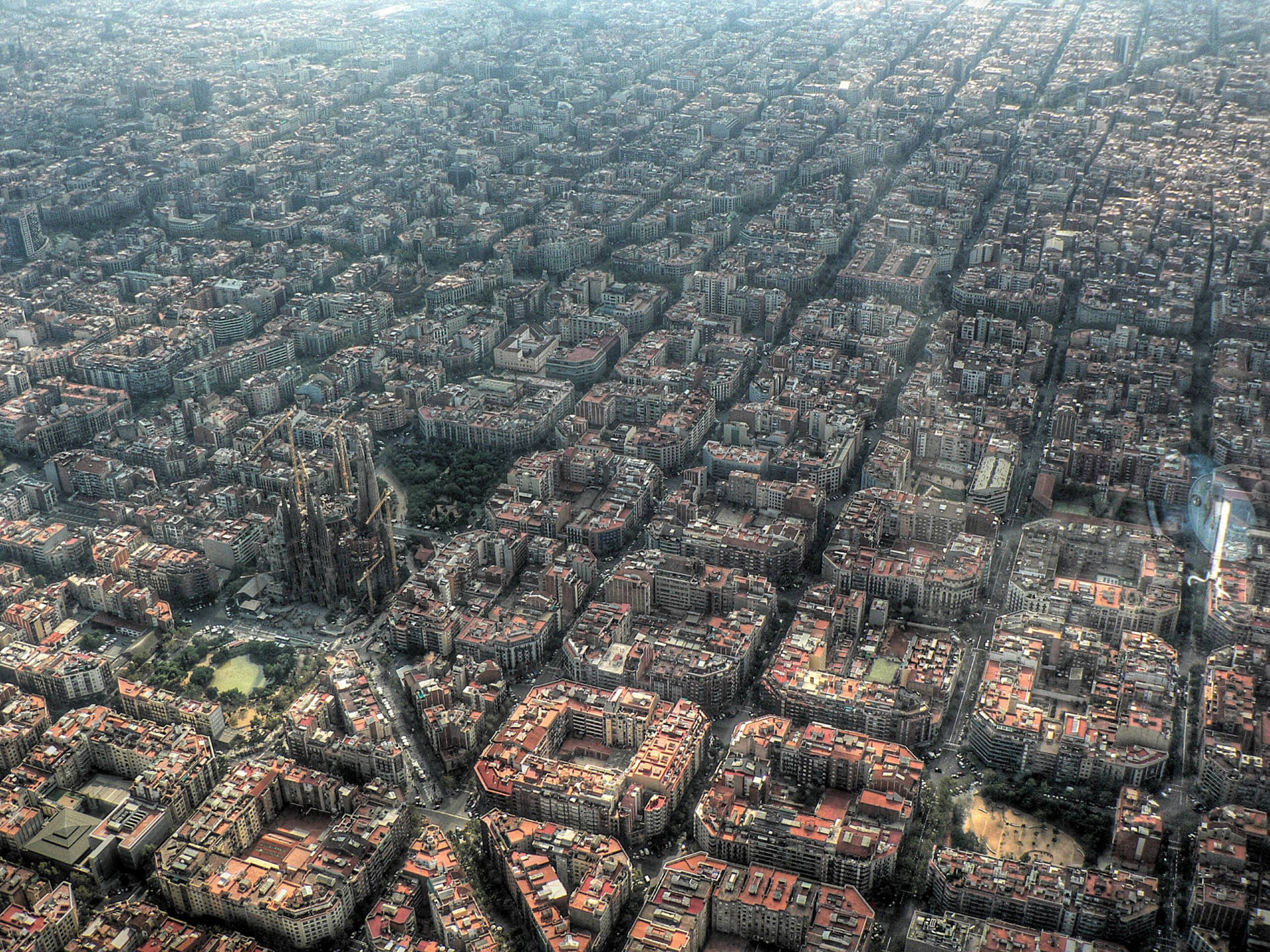 Spain Barcelona City Aerial Wallpaper