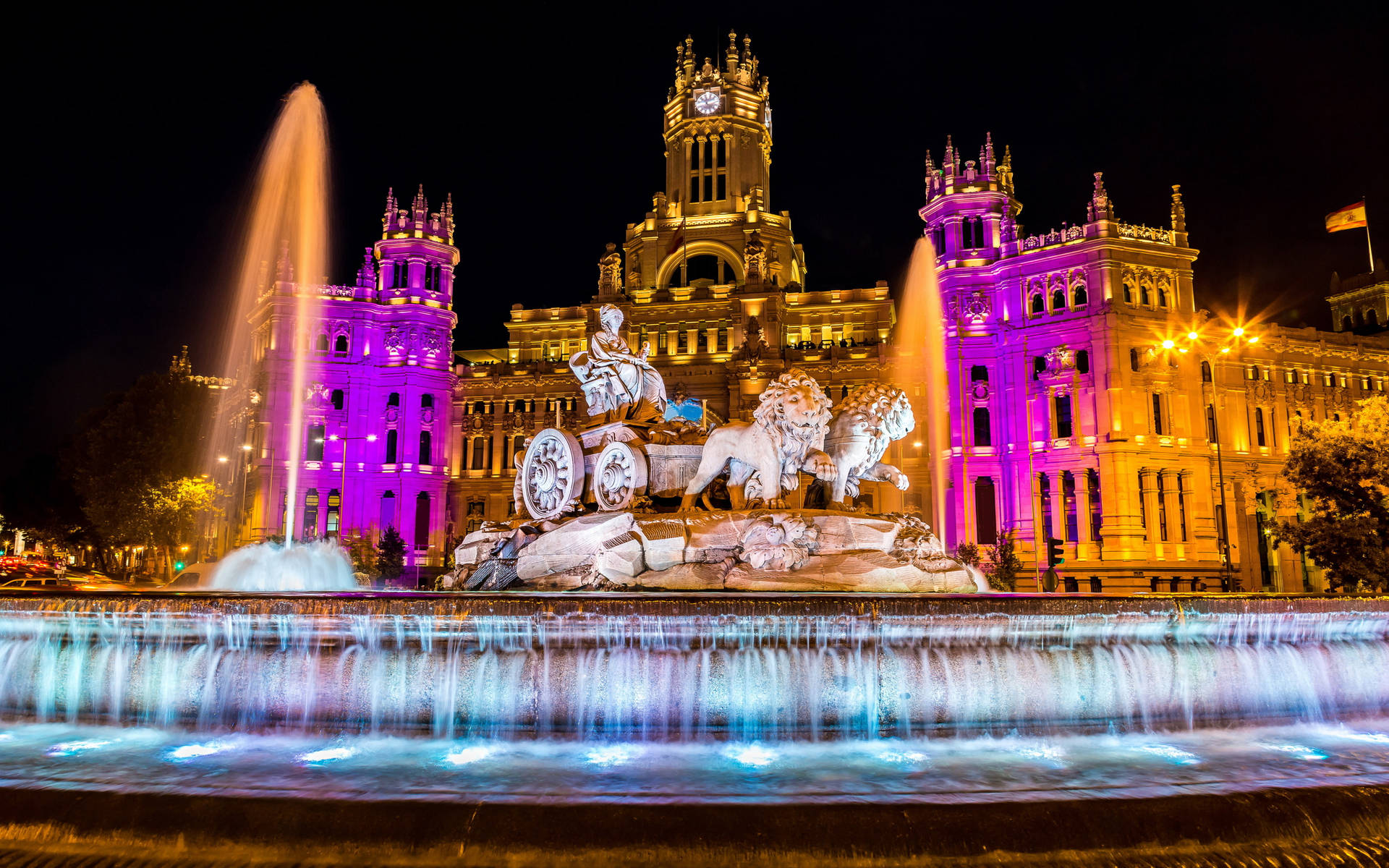 Spain Cibeles Fountain Night Wallpaper