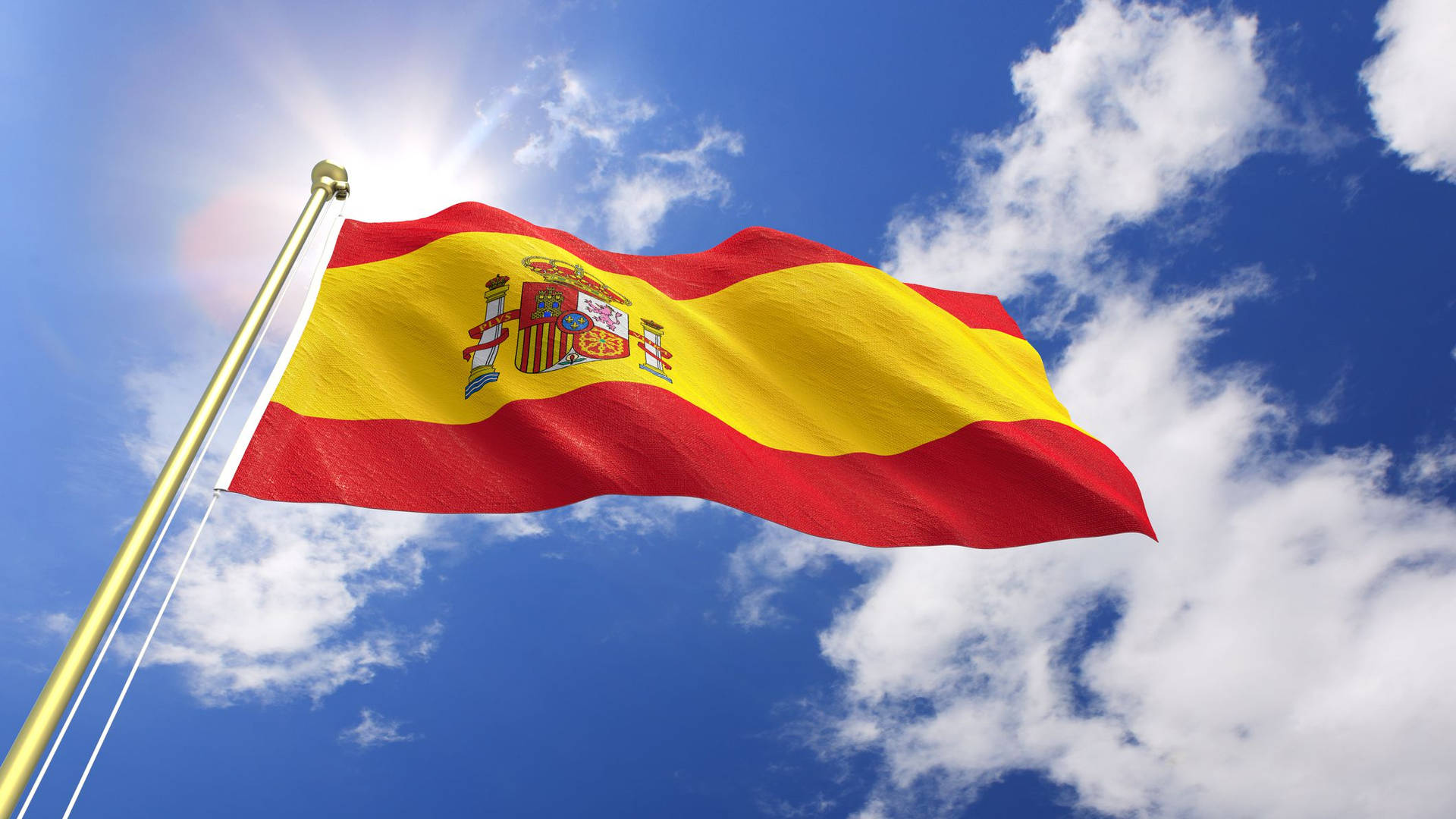 Bandeirada Espanha, Luz Solar E Nuvens. Papel de Parede