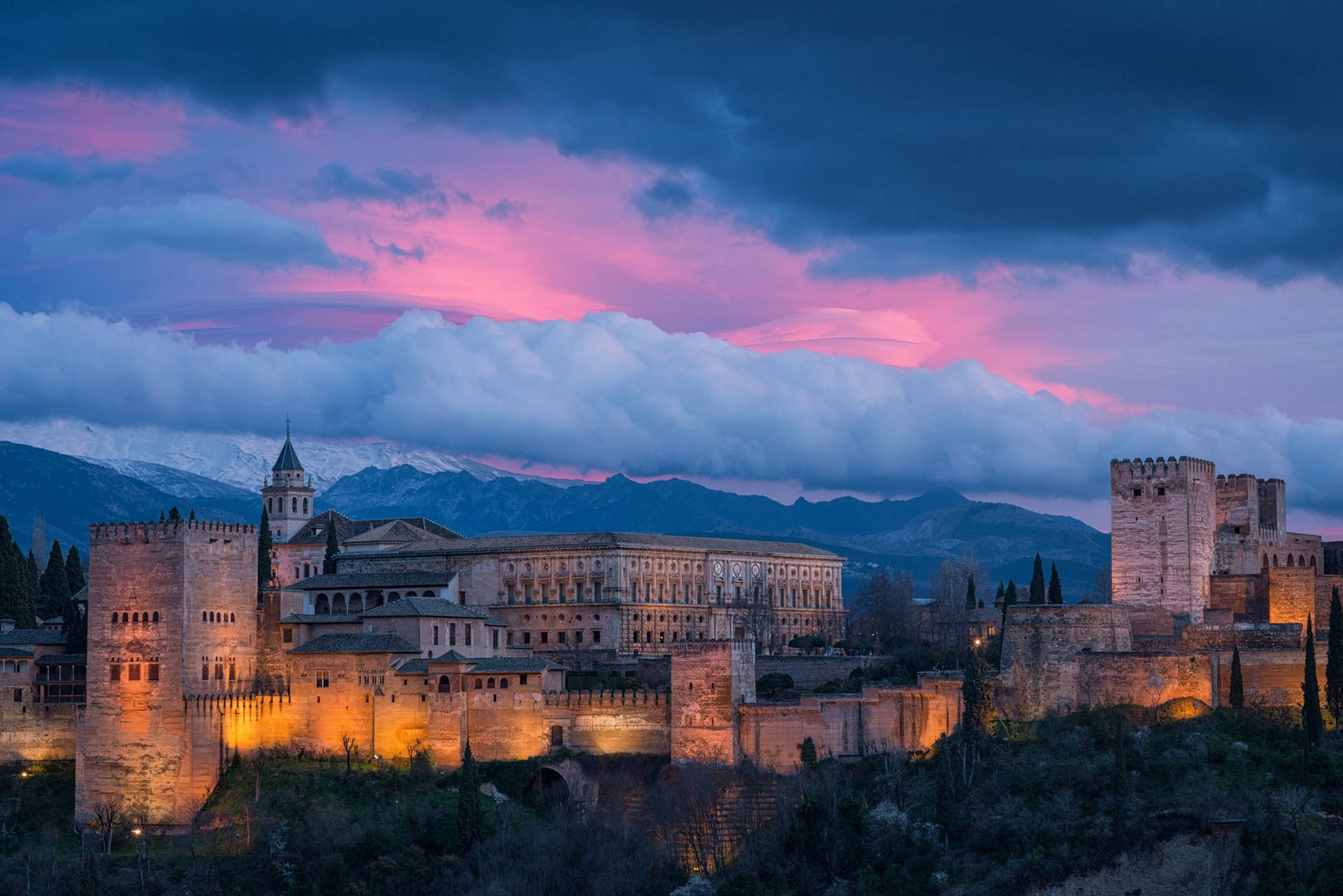 Spain Granada Alhambra Night Wallpaper