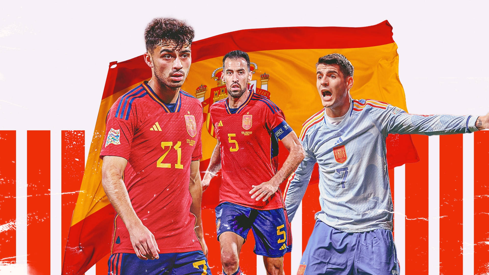 Illustrazione Dei Giocatori Della Nazionale Di Calcio Della Spagna 2022 Sfondo