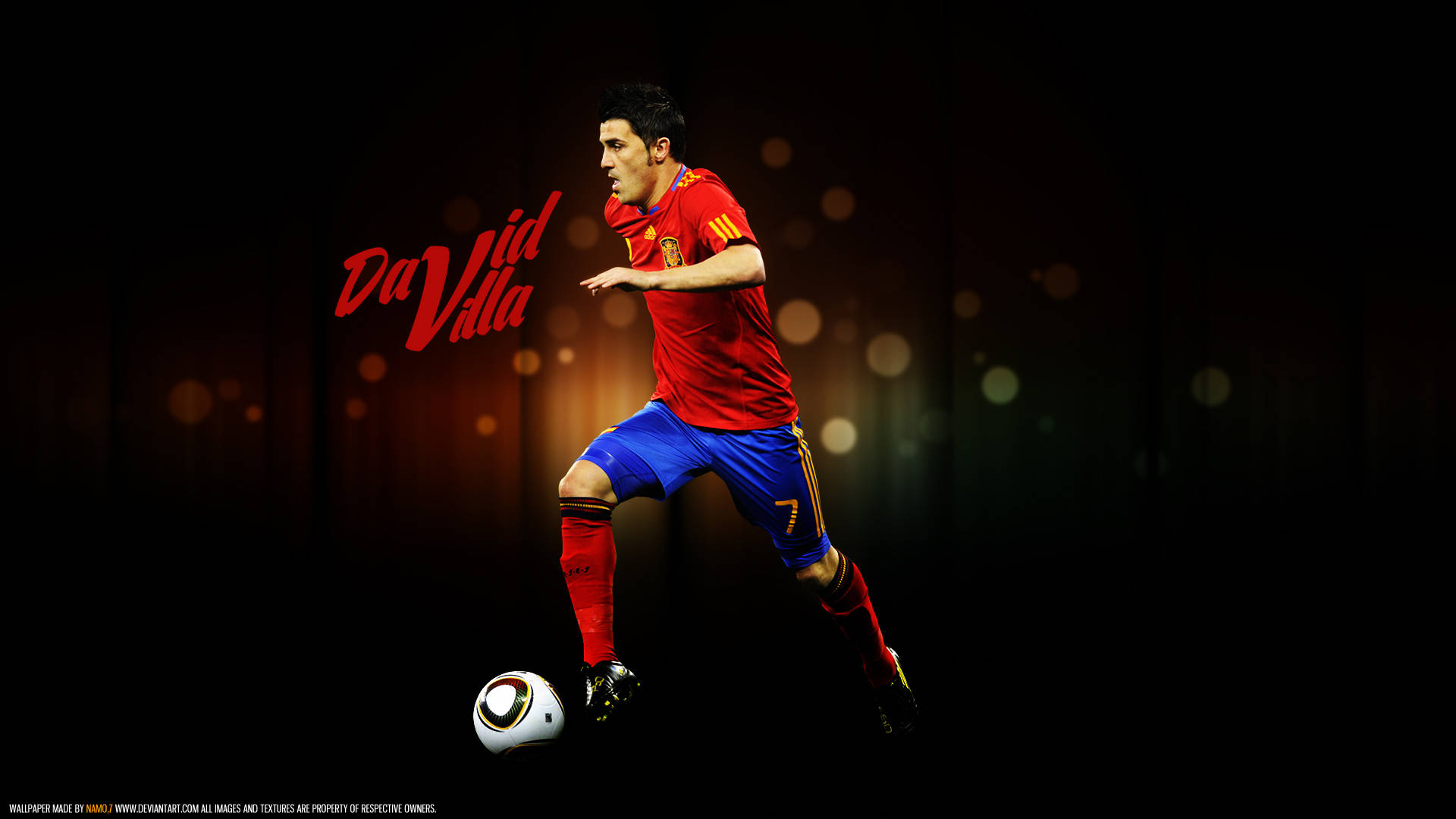 Spain National Football Team David Villa Digital Art Wallpaper