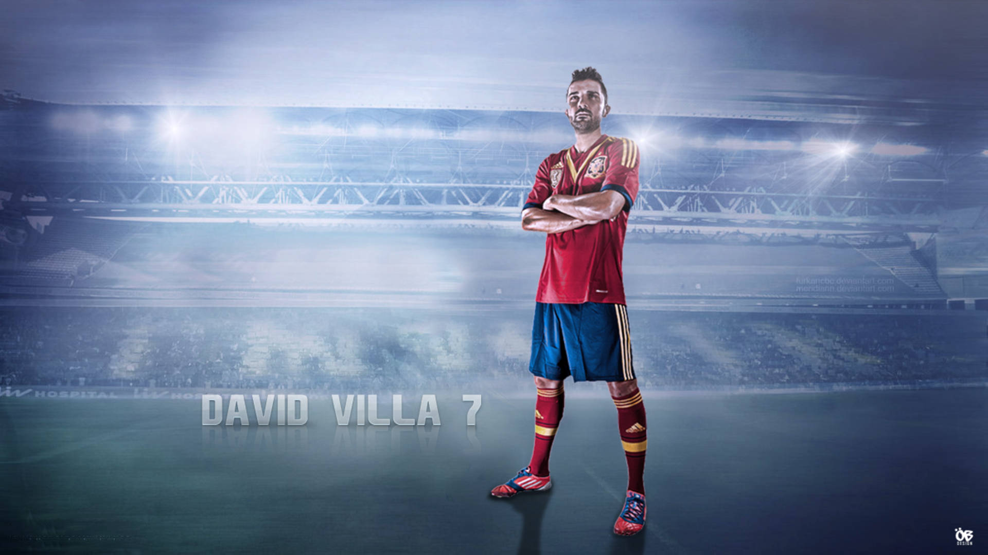 Spanskanationalfotbollslaget David Villa Nummer 7. Wallpaper
