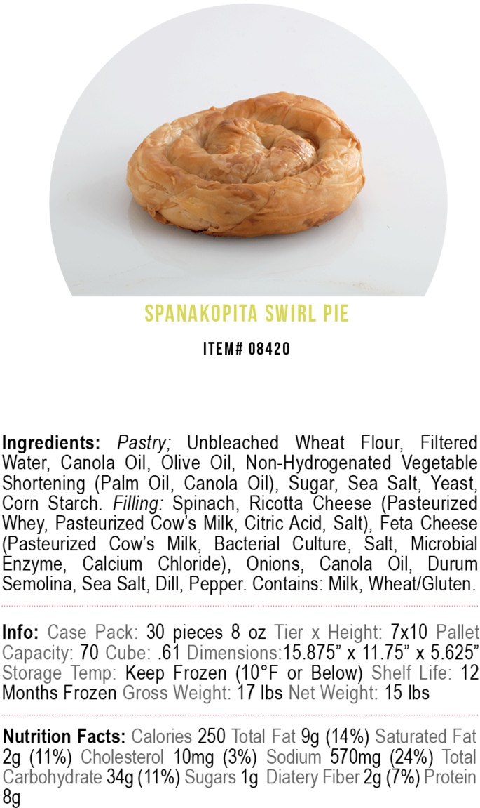 Spanakopita Swirl Pie Product Label PNG