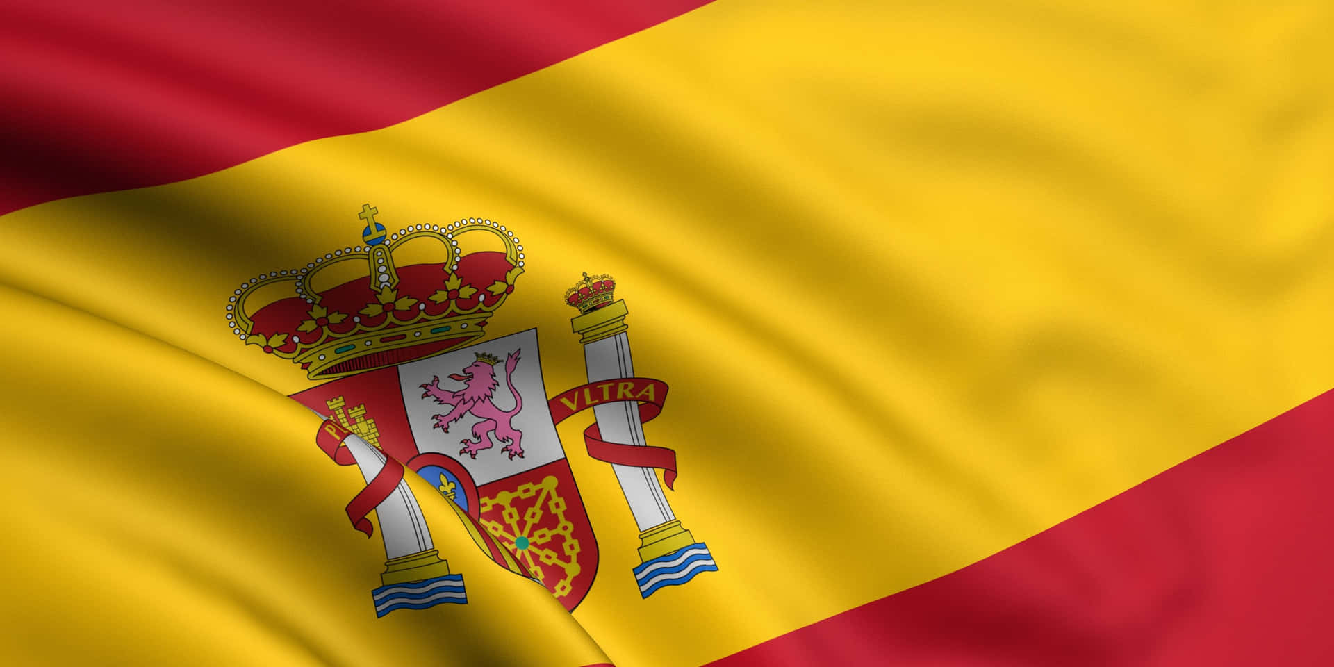 The Flag Of Spain Is Waving In The Wind