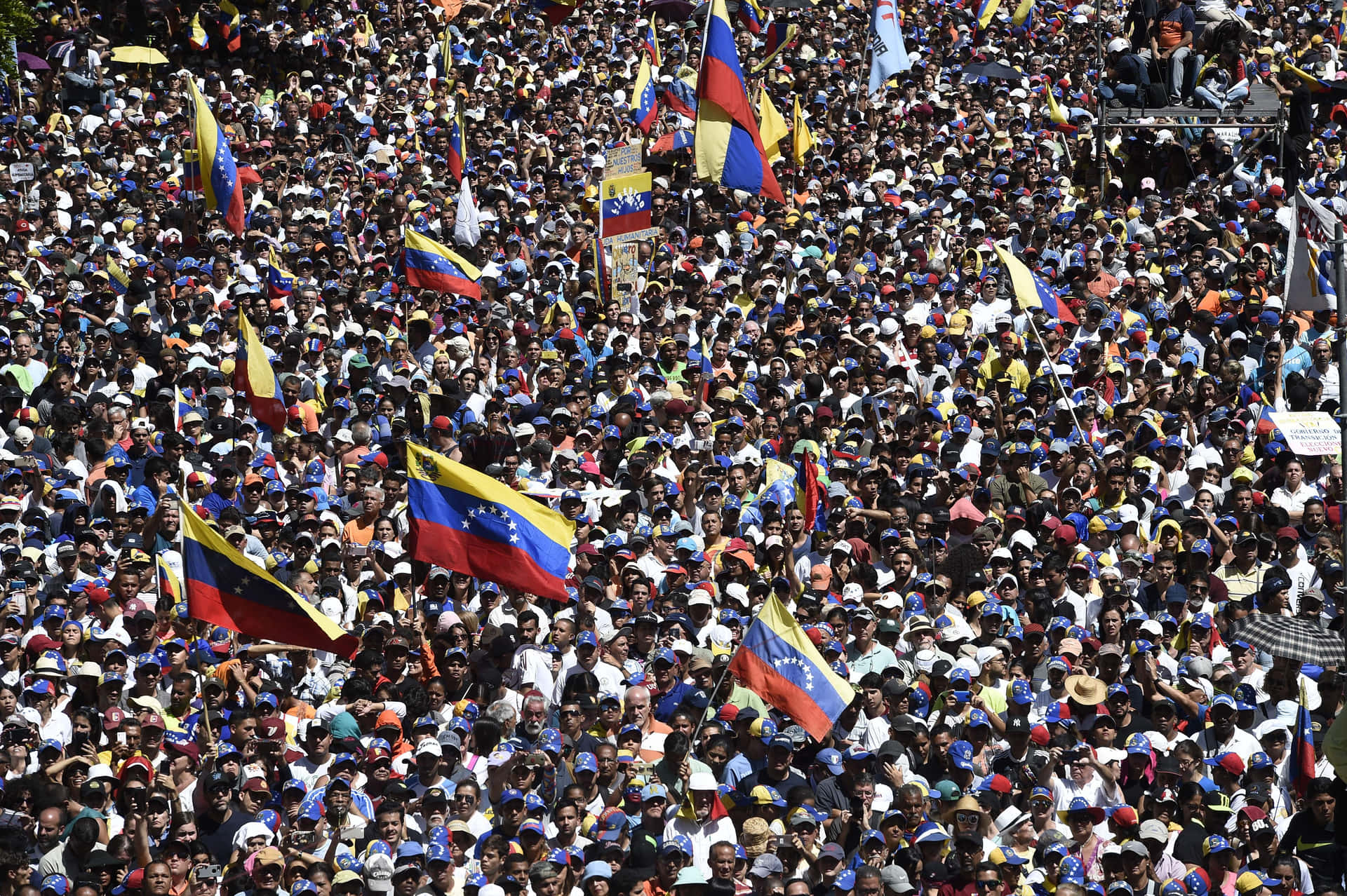 A Crowd Of People With Flags And Flags