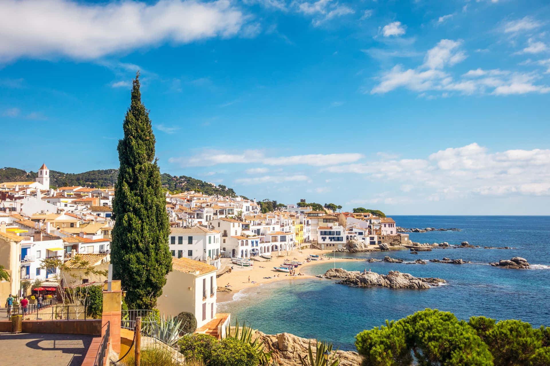 Adembenemend Spaans Strandlandschap Achtergrond