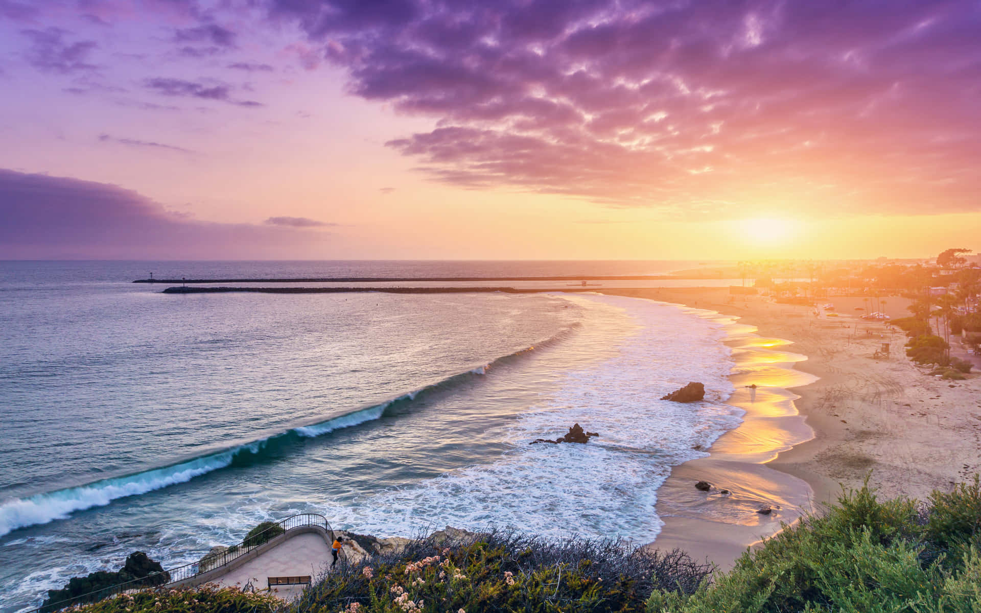 Stunning Sunrise at Idyllic Spanish Beach Wallpaper