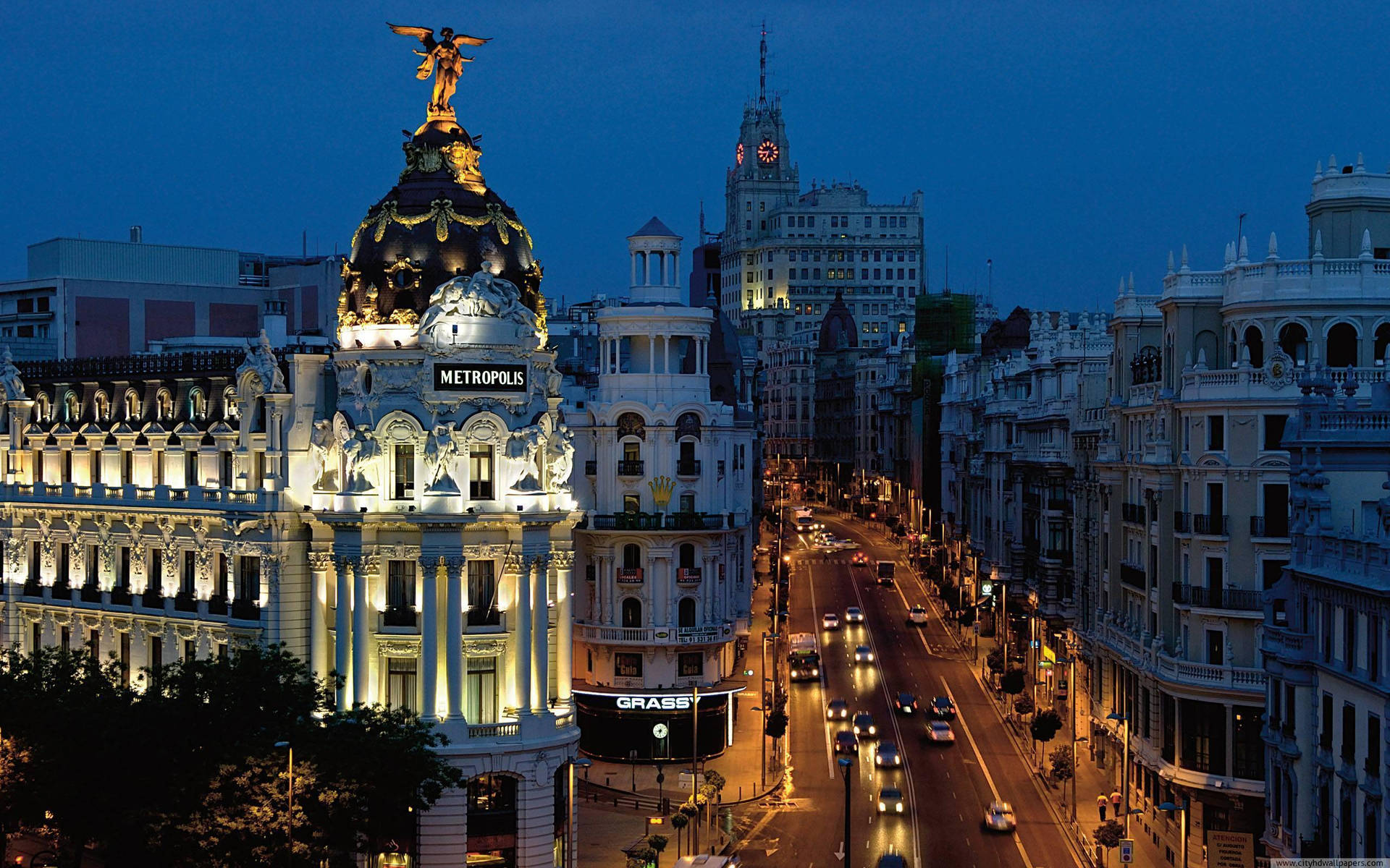 Spanska Broadway Madrid Gran Via Wallpaper
