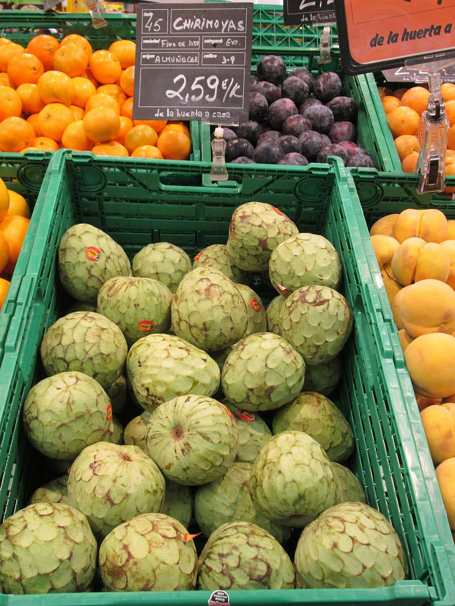 Spanish Cherimoya Fruit Crate On Grocery Picture