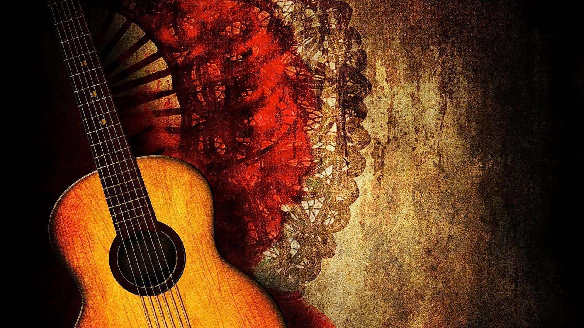 A Guitar Is Sitting On A Grungy Background Wallpaper