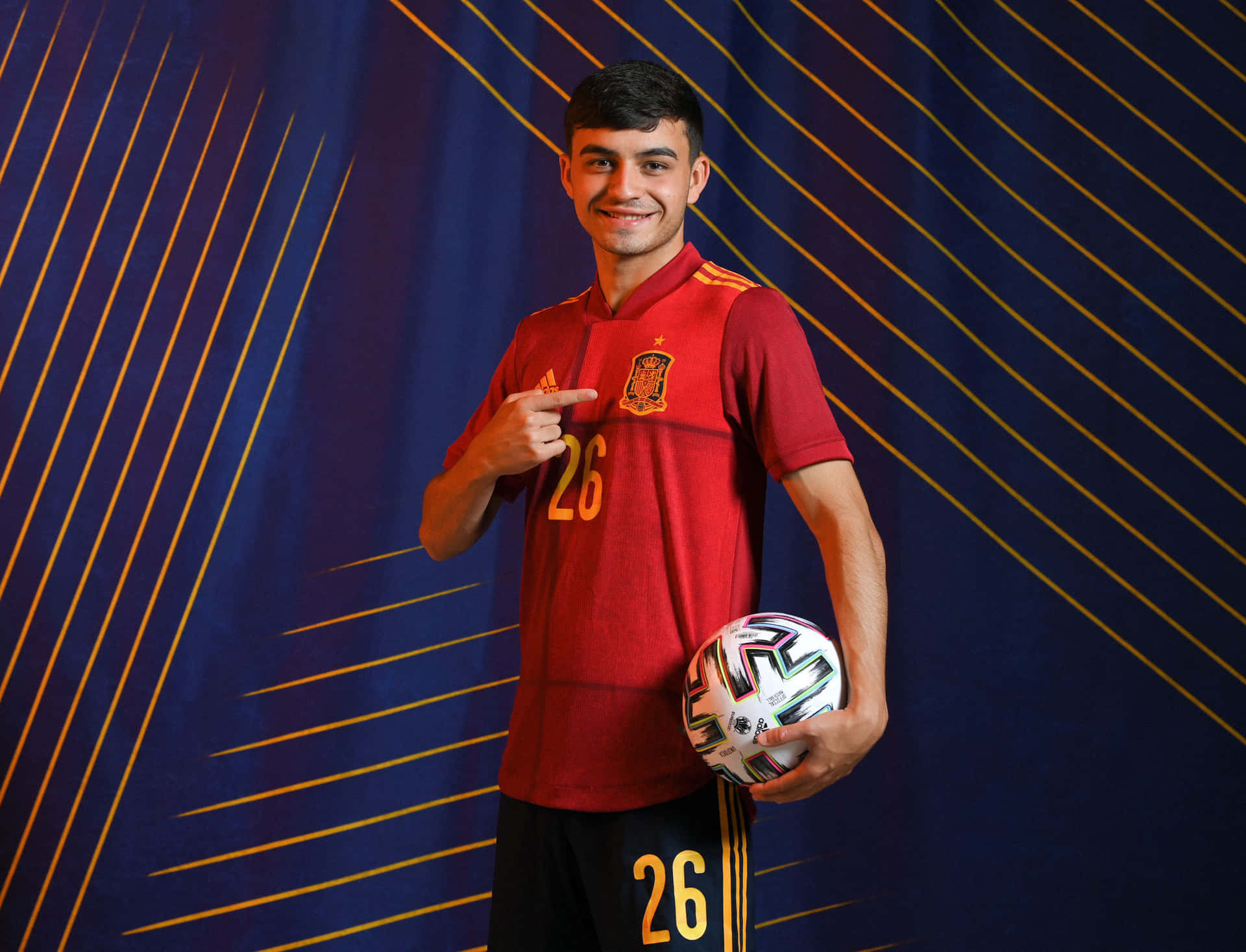 Spanish Footballer Pedri Number26 Jersey Wallpaper
