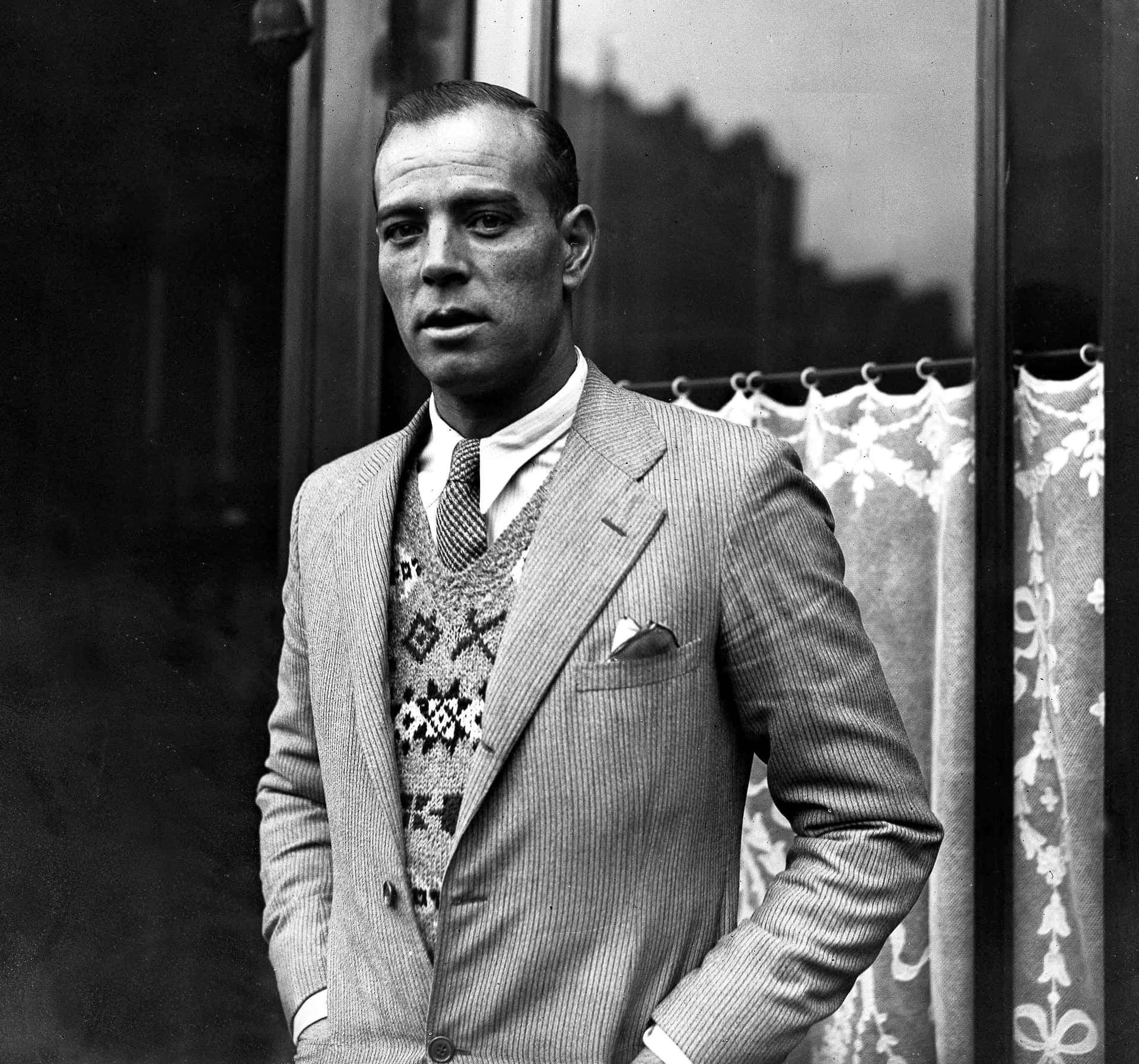Fotografiadel Calciatore Spagnolo Ricardo Zamora Del 1934 Sfondo