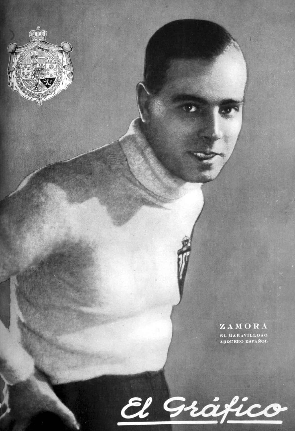 Futbolistaespañol Ricardo Zamora En El Gráfico 1926. Fondo de pantalla