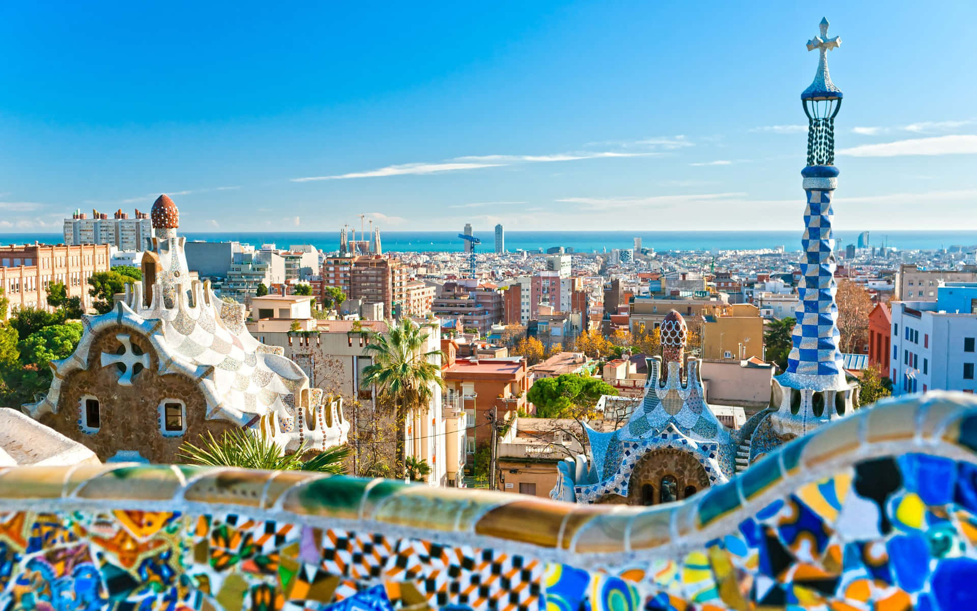 A View Of The City Of Barcelona From The Guillem Park Wallpaper