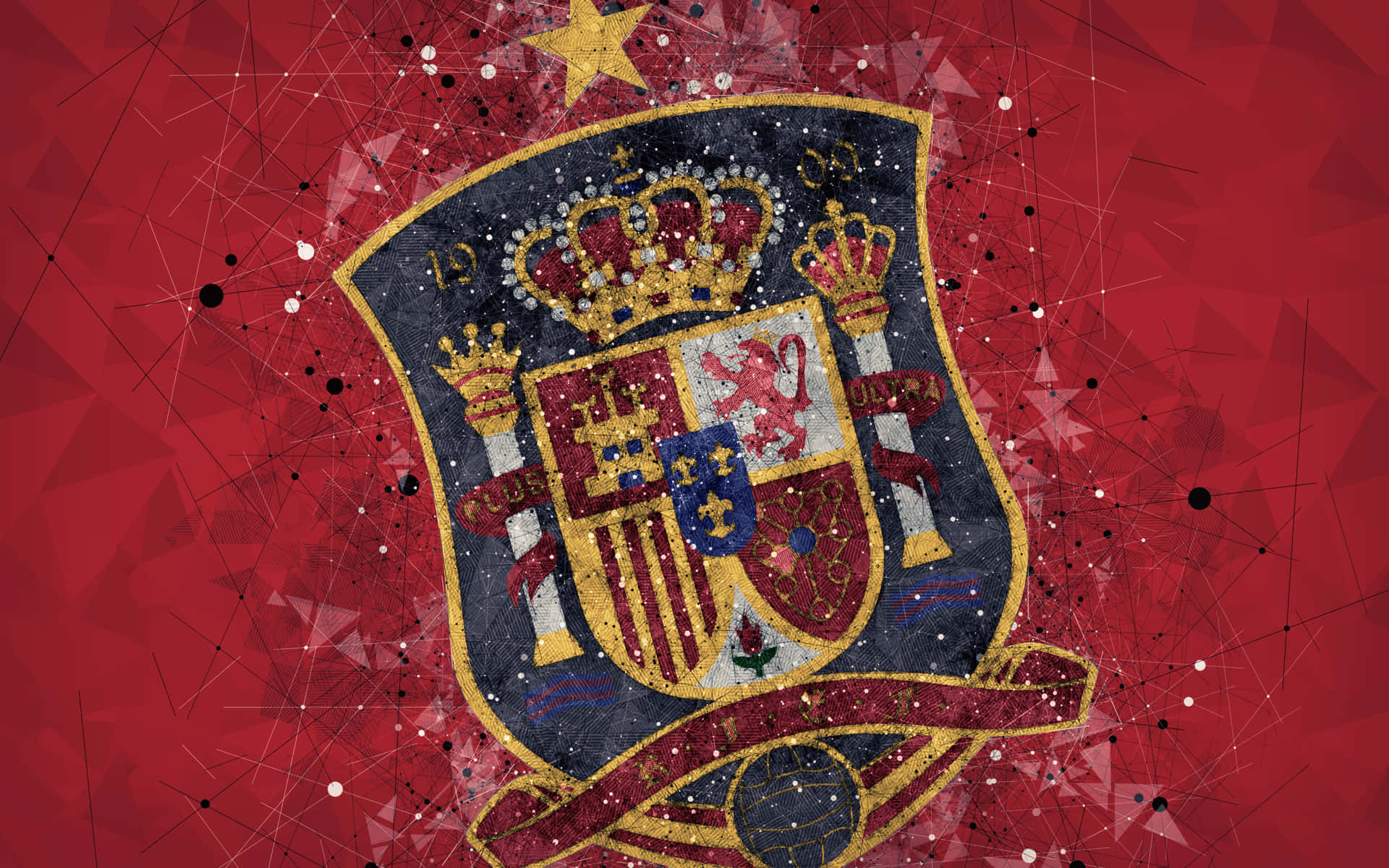 A Red Background With A Coat Of Arms Of Spain Wallpaper