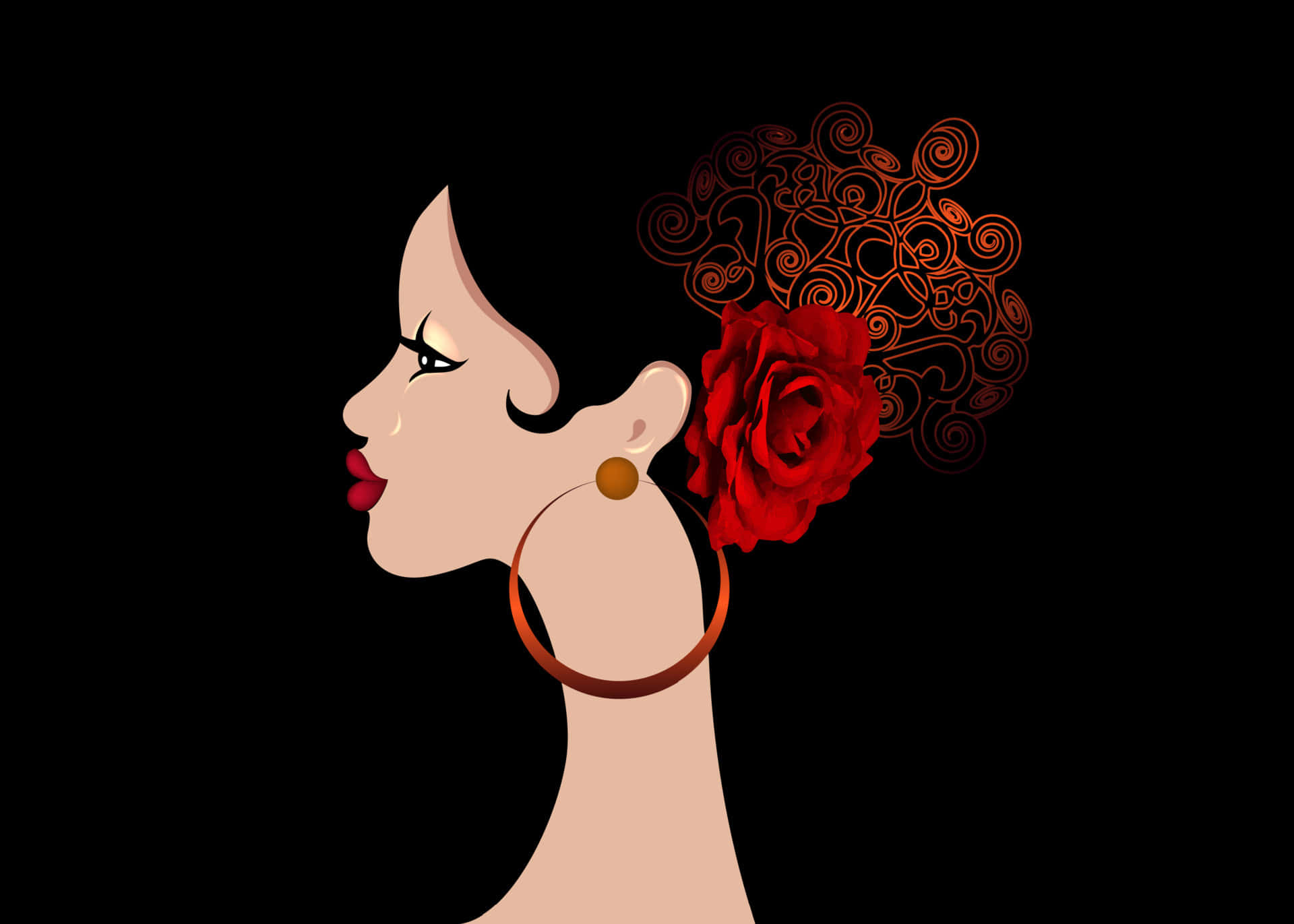 Spanish Woman In Graphic In Black Wallpaper