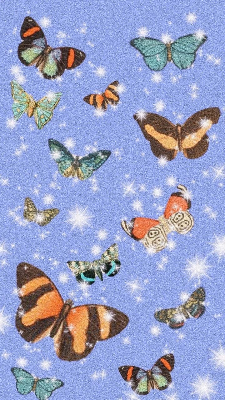Zufälligeselegantes Schmetterling Glitzer Ästhetik Wallpaper