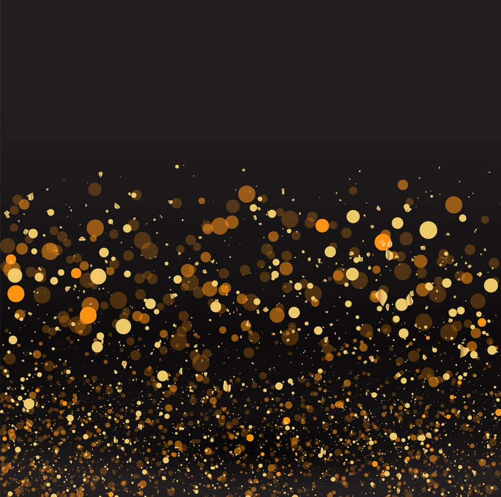Golden Glitter Confetti On Black Background
