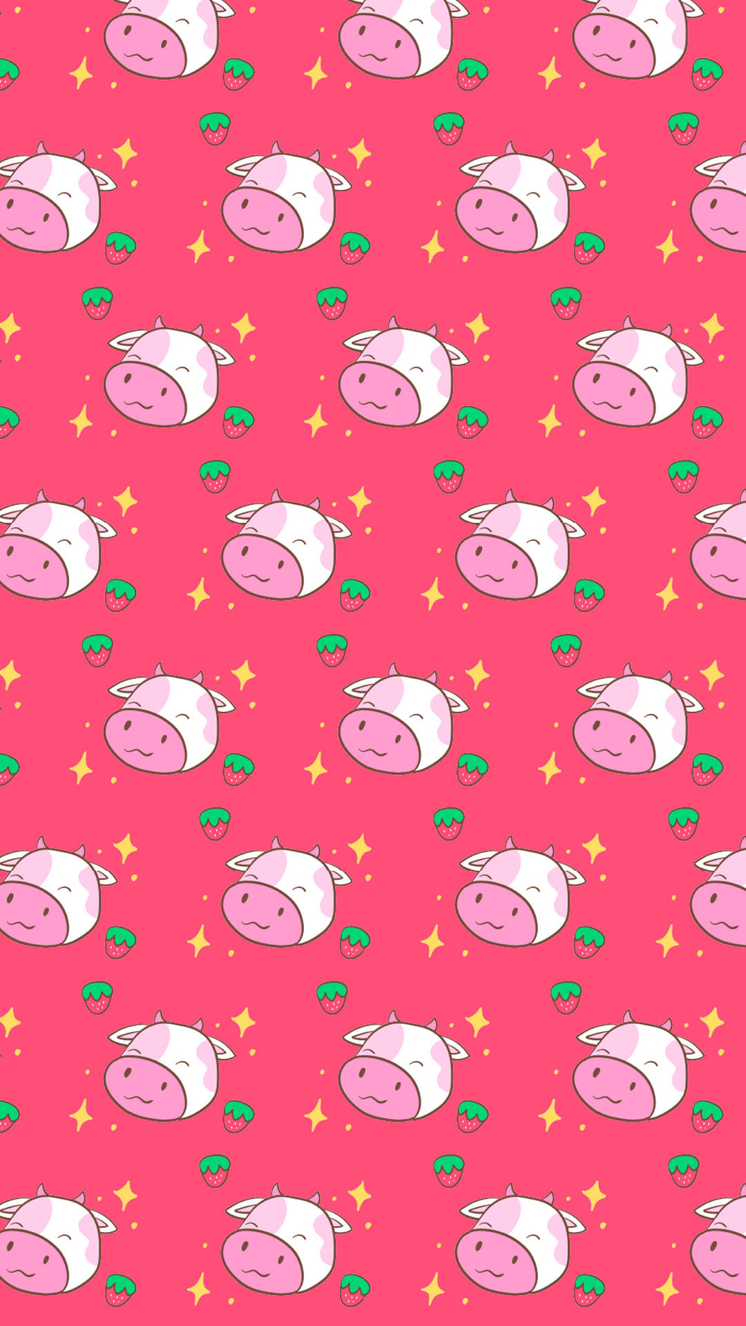 Sparkles And Strawberry Cow Tiled Wallpaper