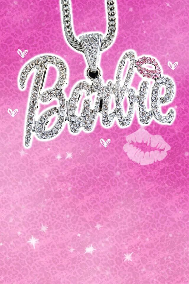 Sparkling Barbie Necklace Pink Background Wallpaper