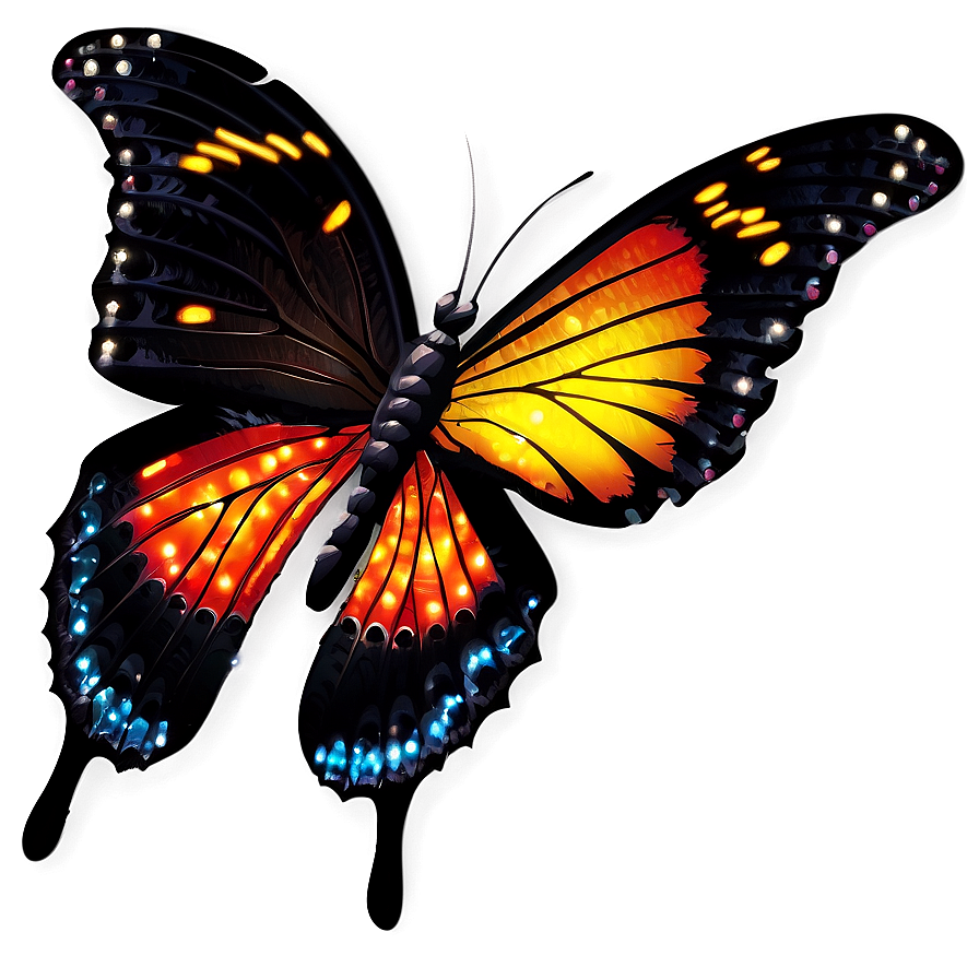 Sparkling Black Butterfly Png 06252024 PNG