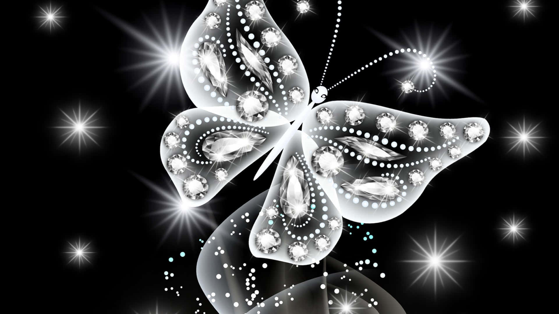 Sparkling Blackand White Butterfly Wallpaper