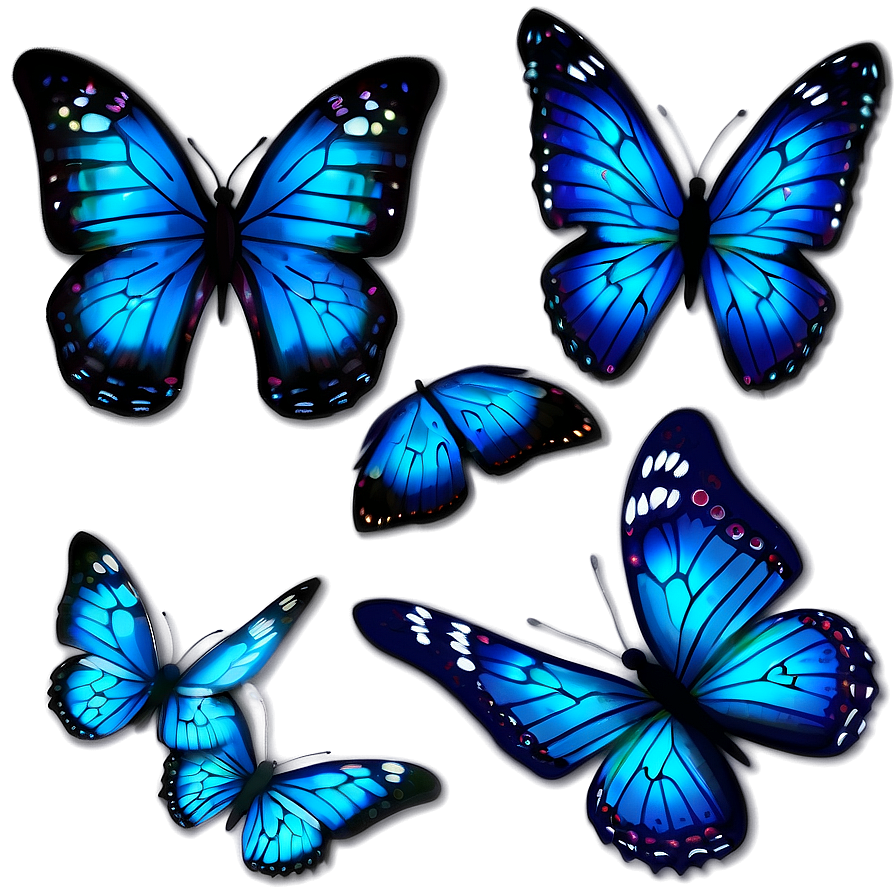 Sparkling Blue Butterflies Png 06132024 PNG