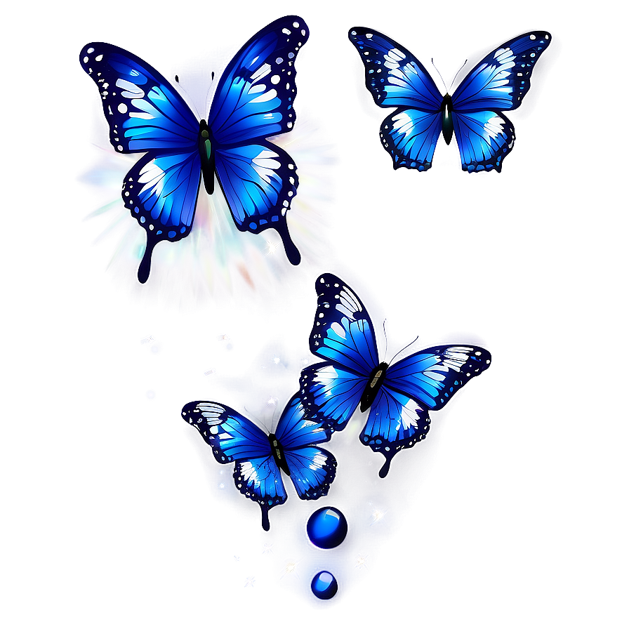 Sparkling Blue Butterflies Png Ayv PNG