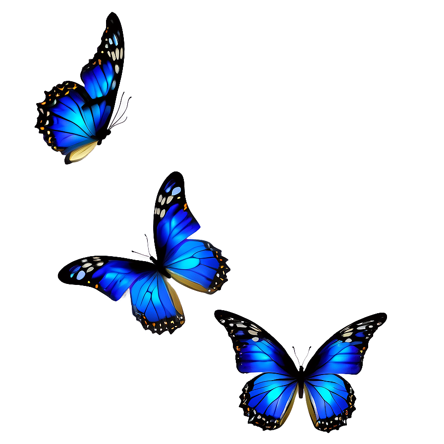 Sparkling Blue Butterflies Png Kny37 PNG