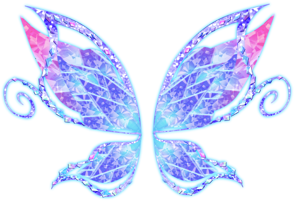 Sparkling Blue Crystal Butterfly Wings PNG