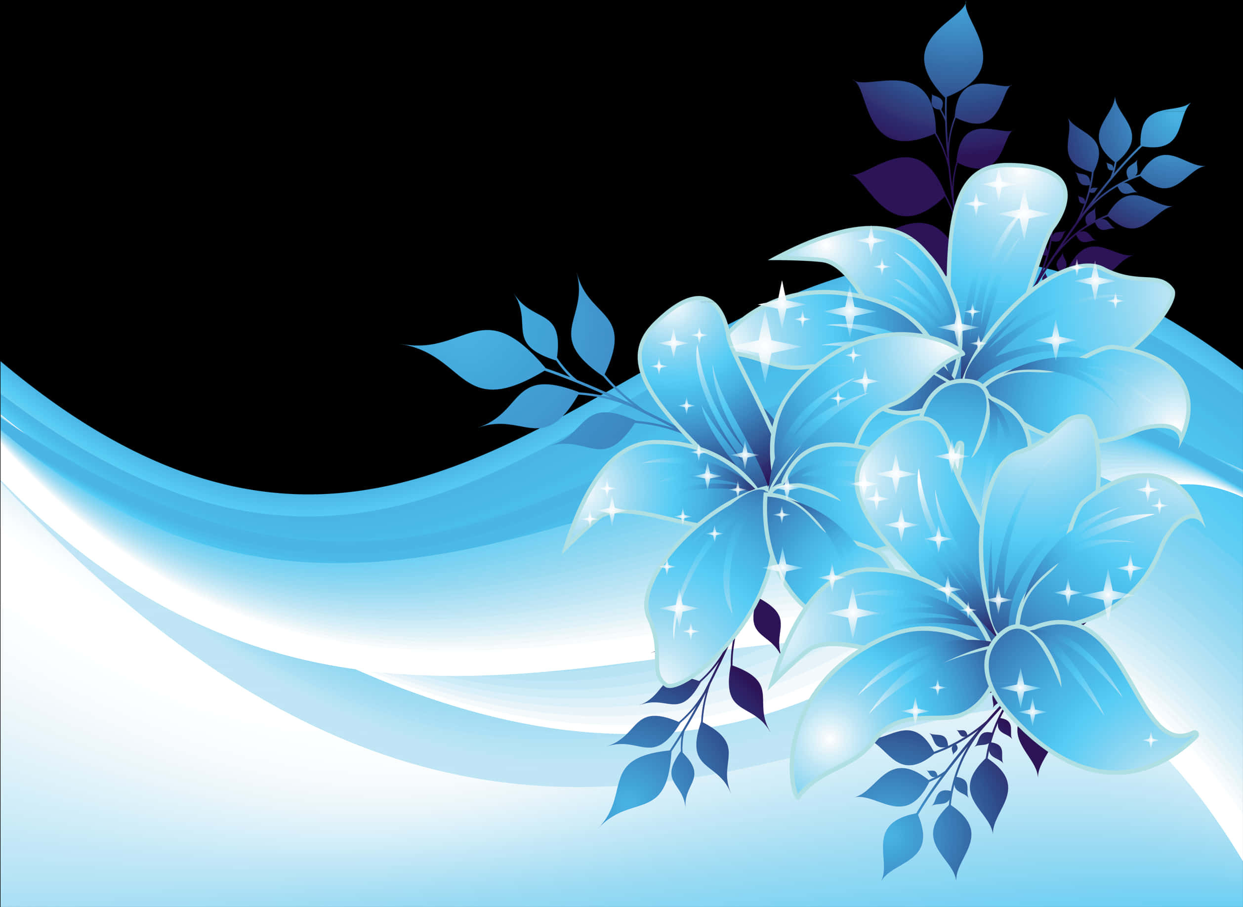 Sparkling Blue Flower Design PNG