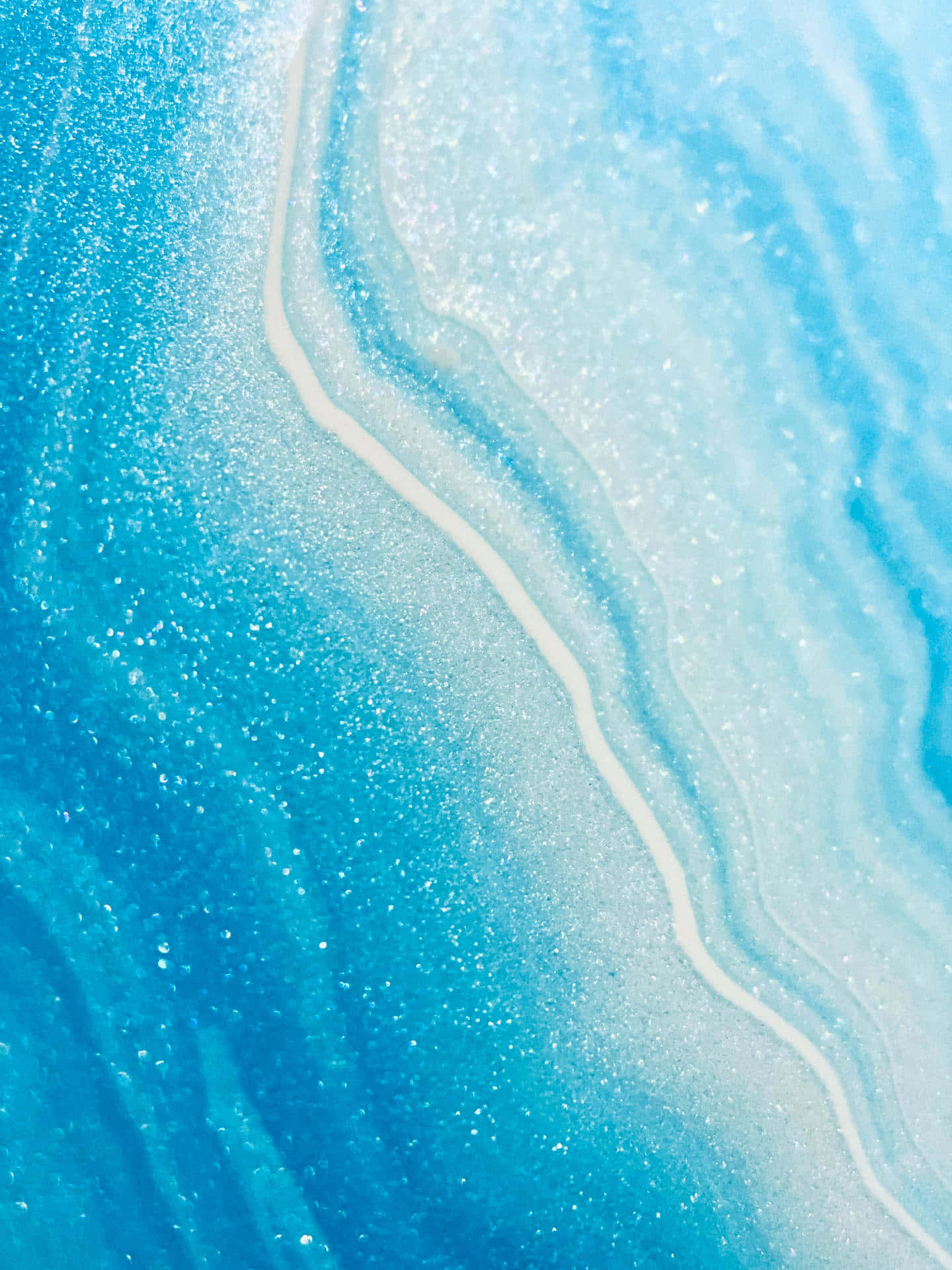 Sparkling Blue Glitter Waves Wallpaper