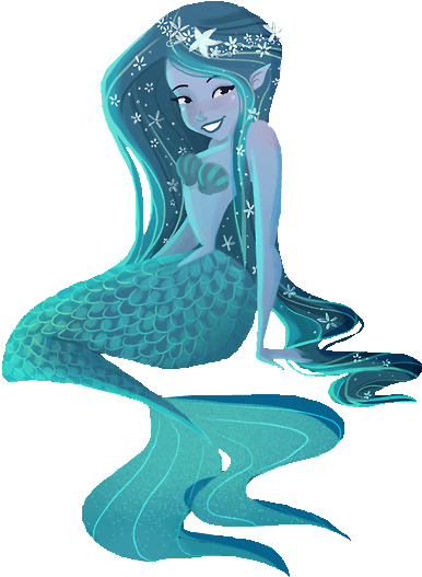 Sparkling Blue Mermaid Illustration PNG