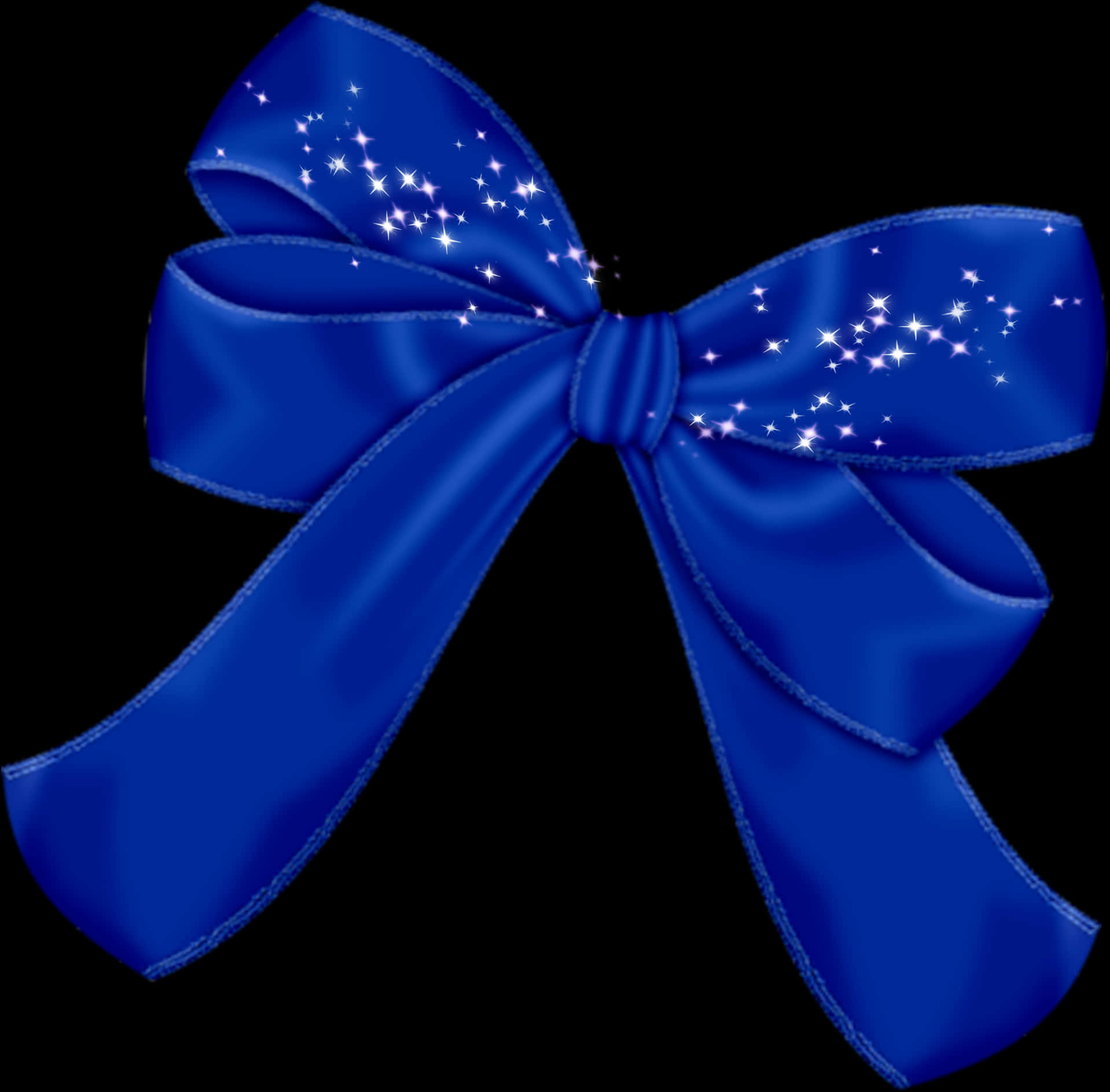 Sparkling Blue Ribbon Bow PNG