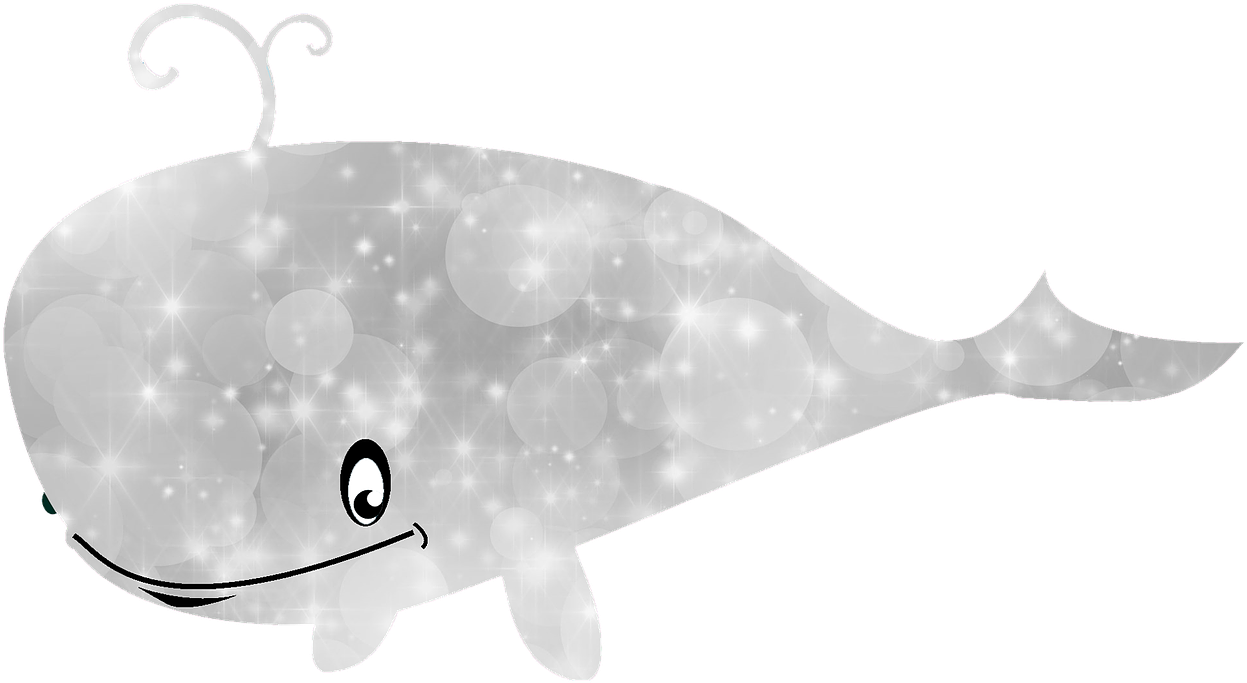 Sparkling Cartoon Whale Clipart PNG